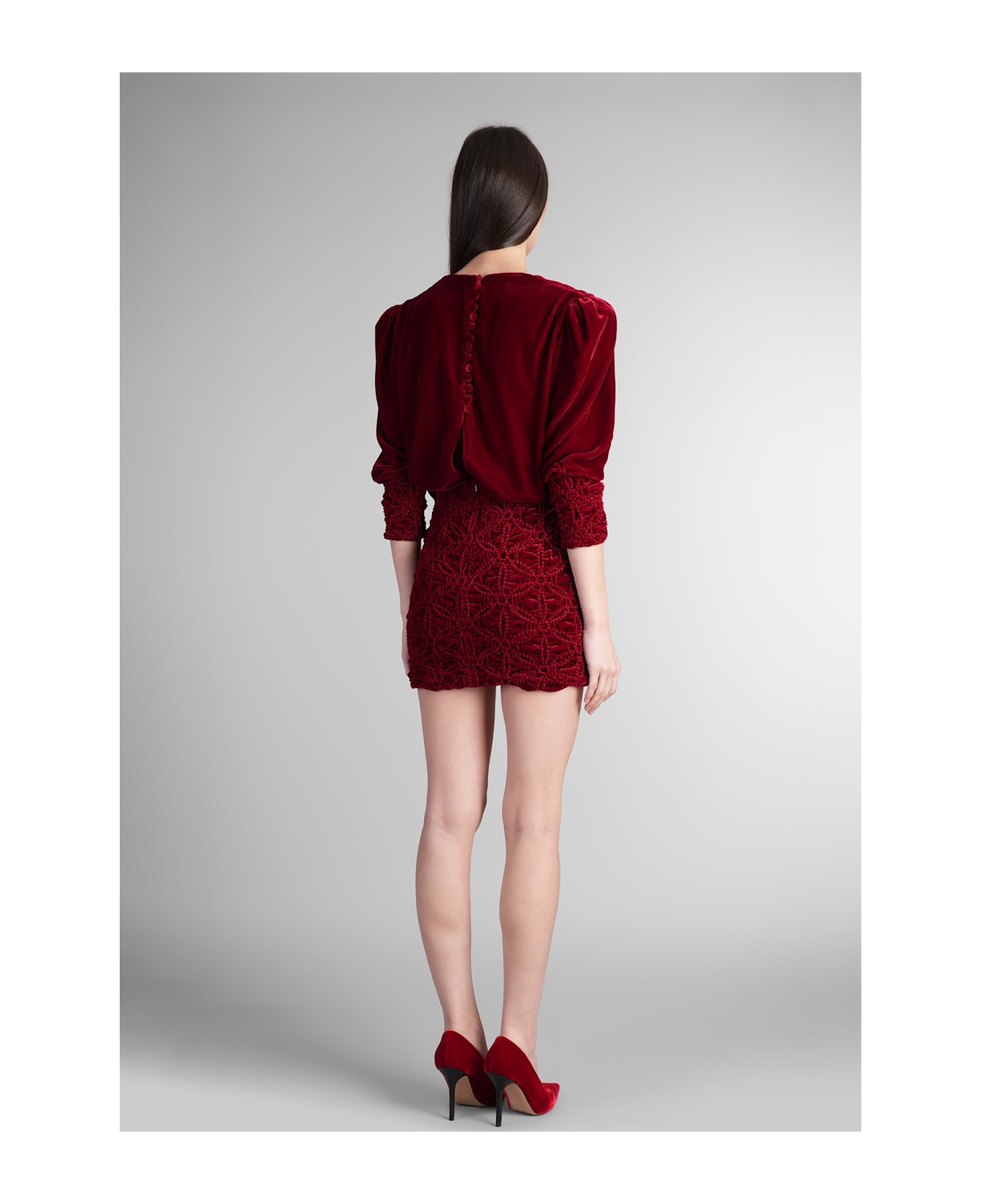 Costarellos Clementia Dress In Red Velvet - red