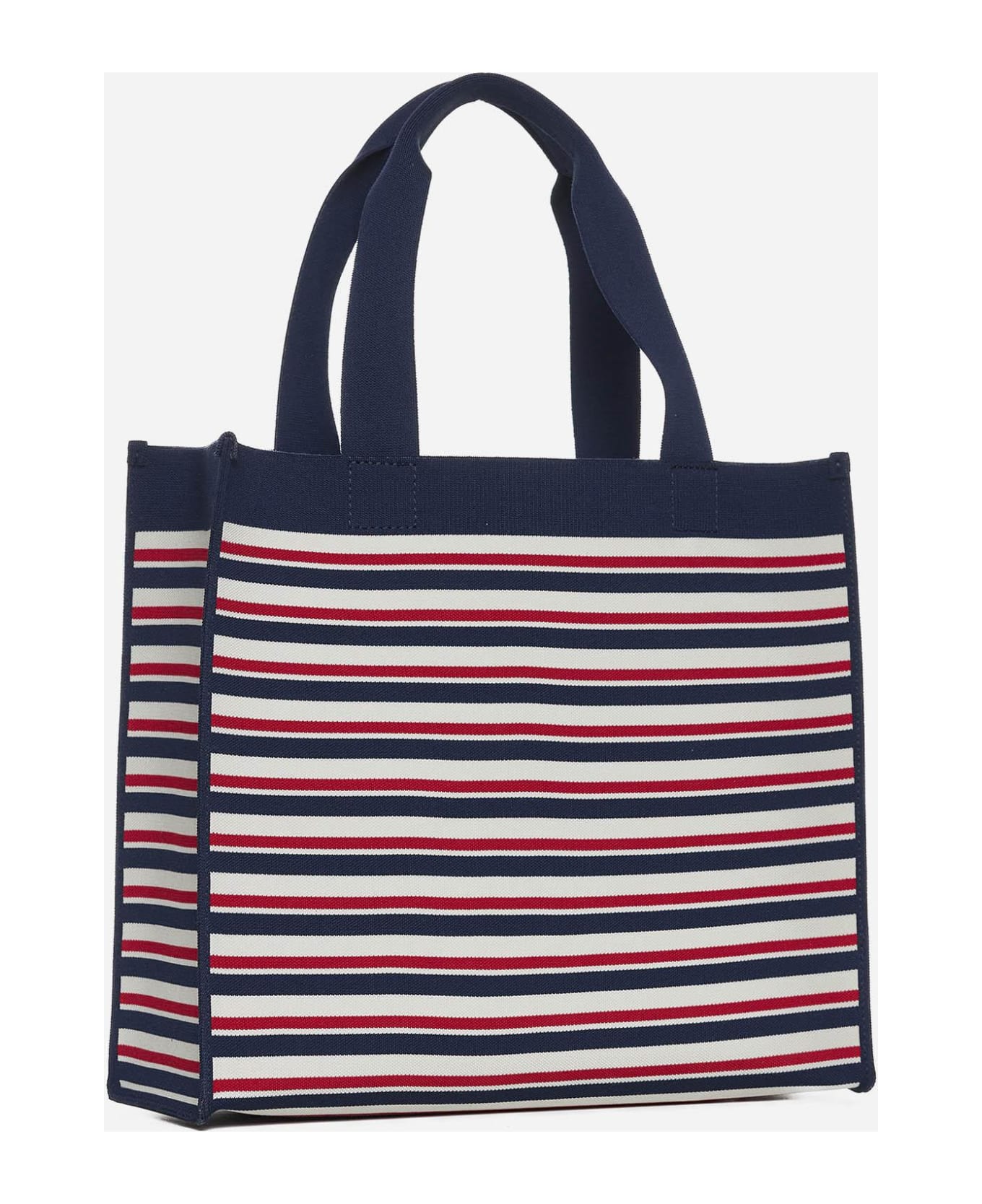 Marni Striped Canvas Medium Shopping Bag - Marine/ivory/red