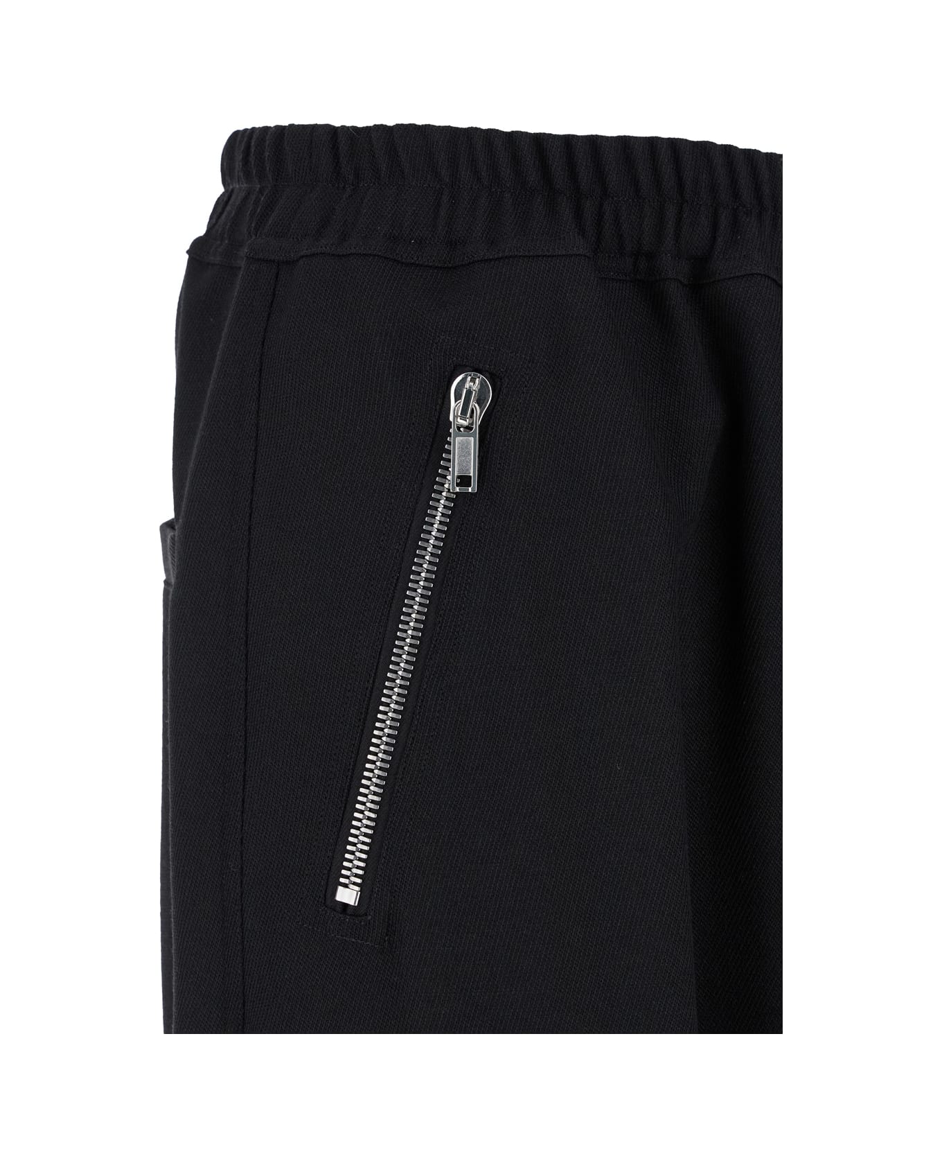 Rick Owens Black Track Pants With Oversized Drawstring In Wool Man - Black