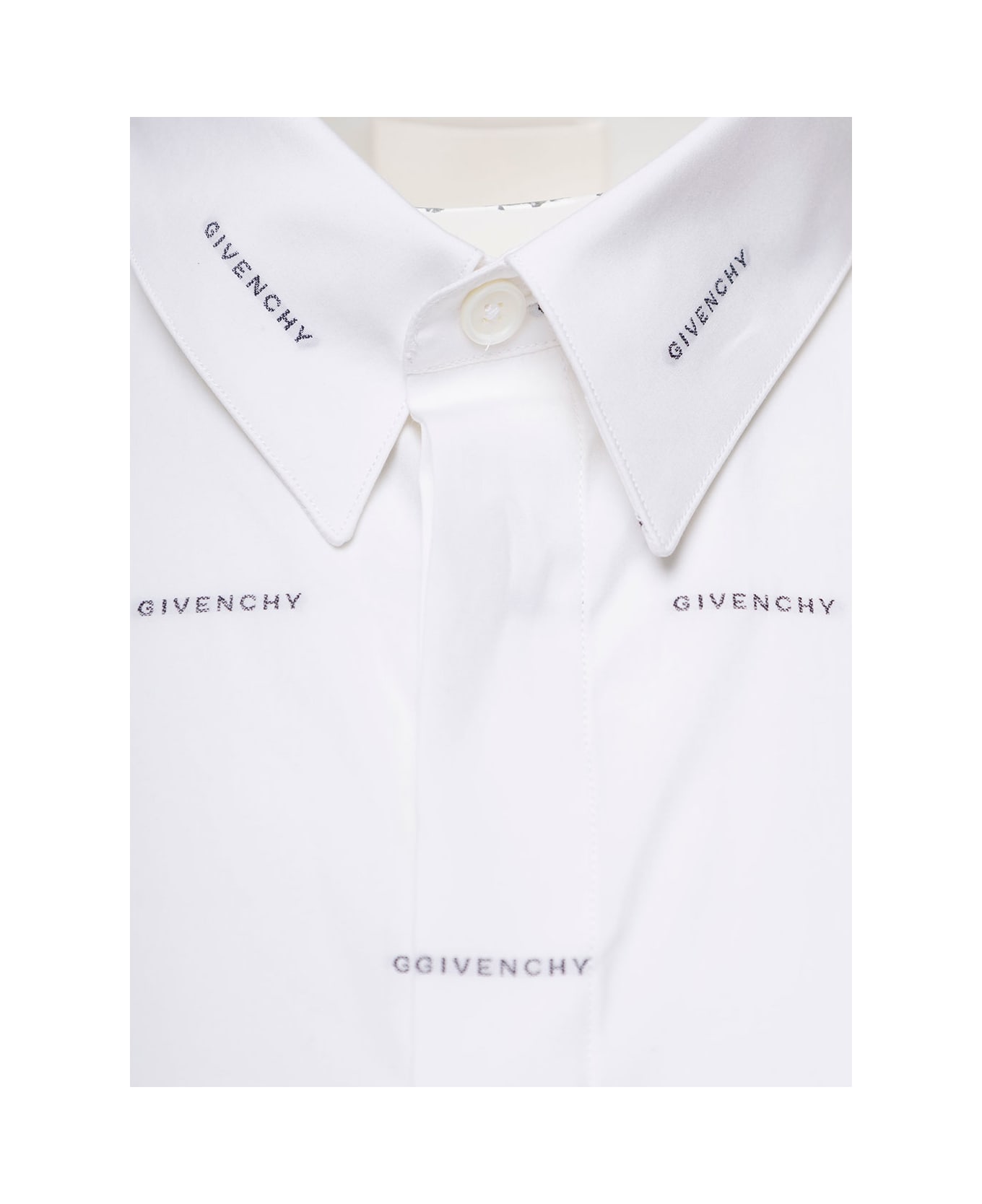 White Shirt With All-over Lettering Print In Cotton Man Givenchy ...