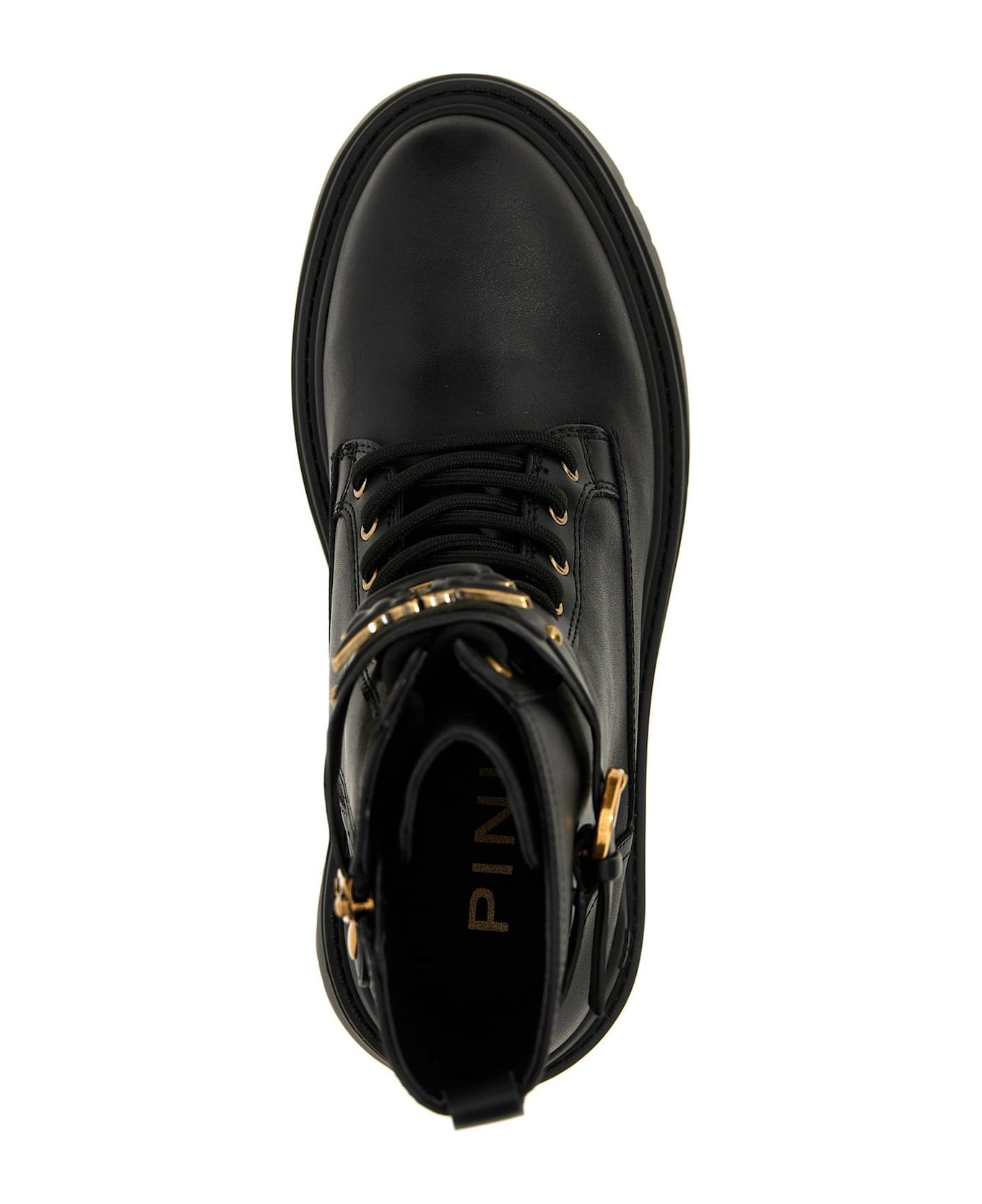 Pinko Logo Plaque Combat Boots - Black