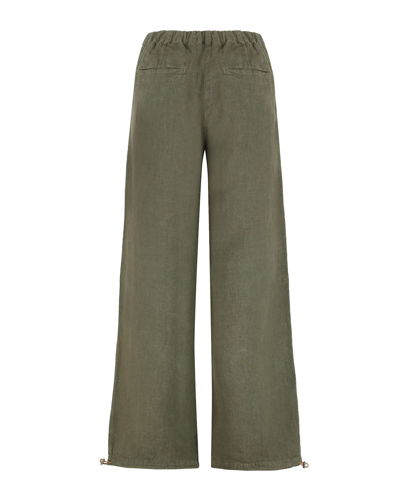 120% Lino Linen Wide Leg Trousers - green