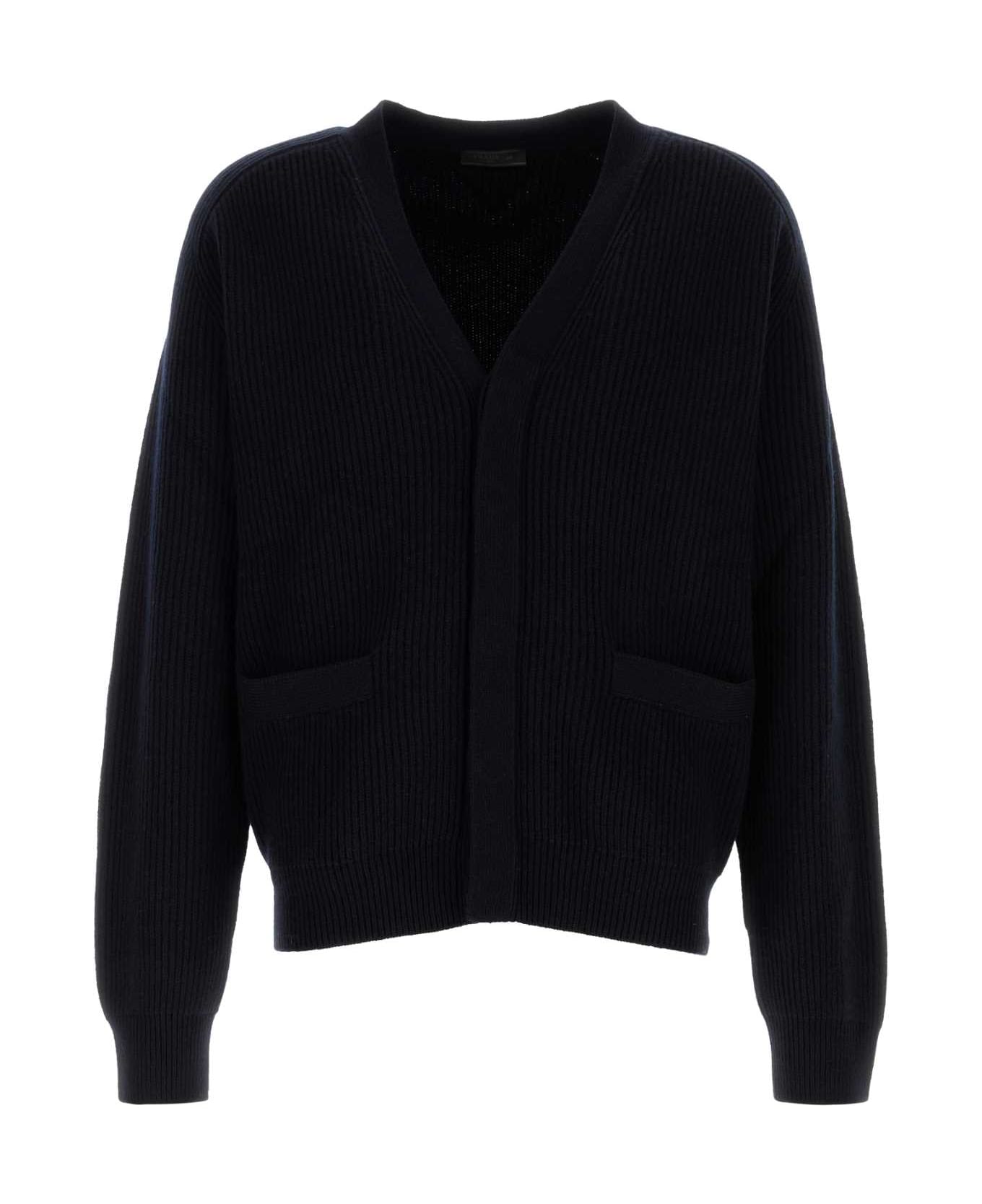 Prada Dark Blue Cashmere Cardigan - BLEU