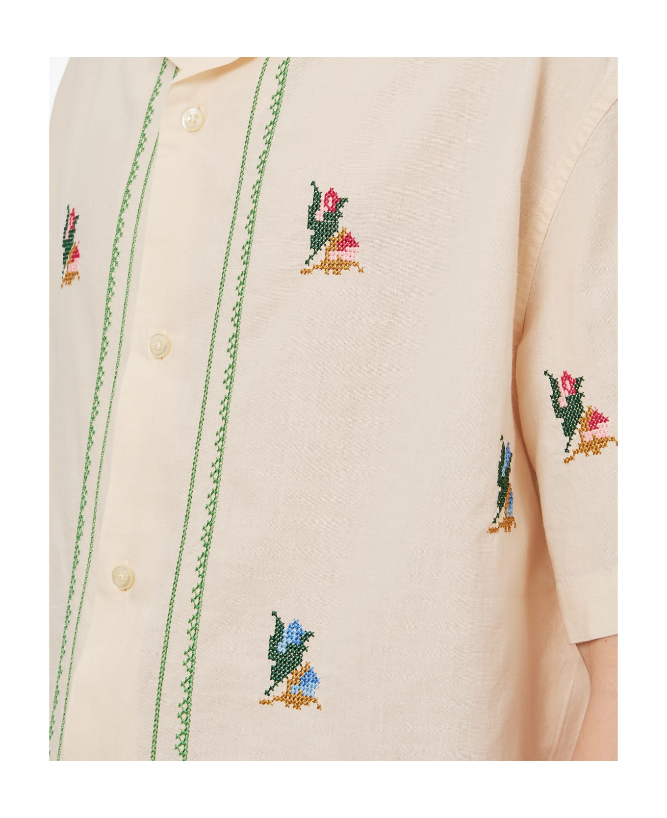 President's Rangi Over P's Flowers Embroidery Cotton Washed - Beige