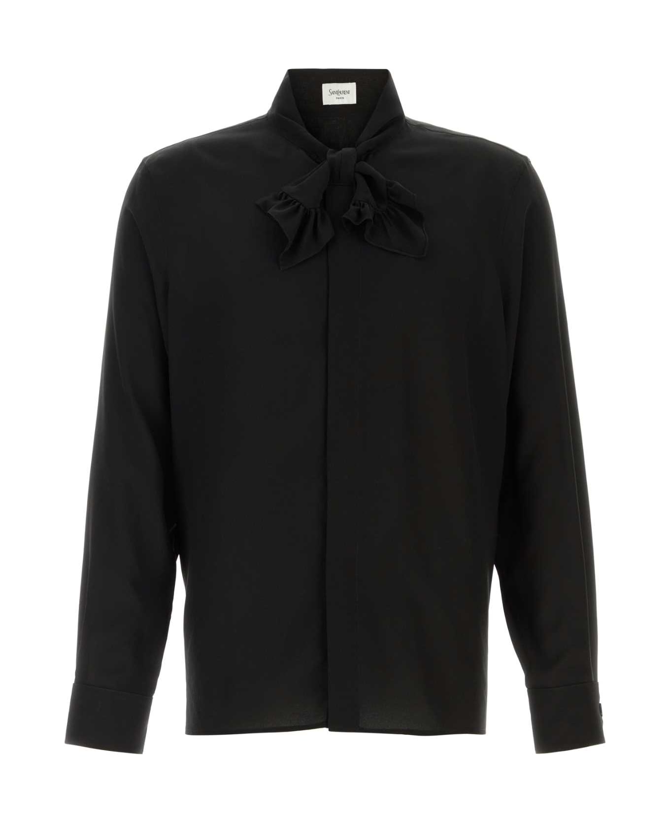 Saint Laurent Black Silk Shirt - NERO