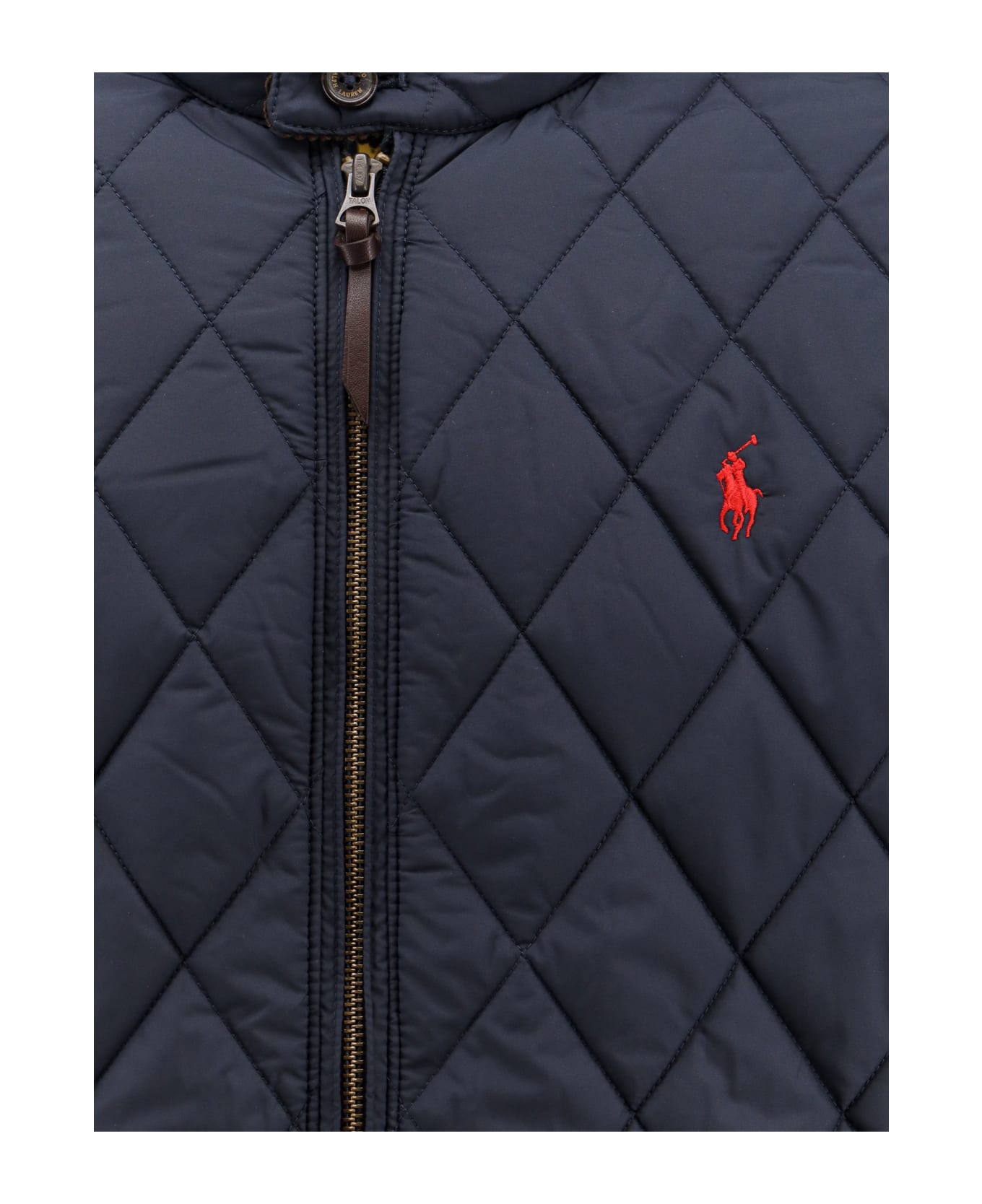 Polo Ralph Lauren Blue Quilted Jacket With Pony Detail On The Front In Tech Fabric Man - Blue