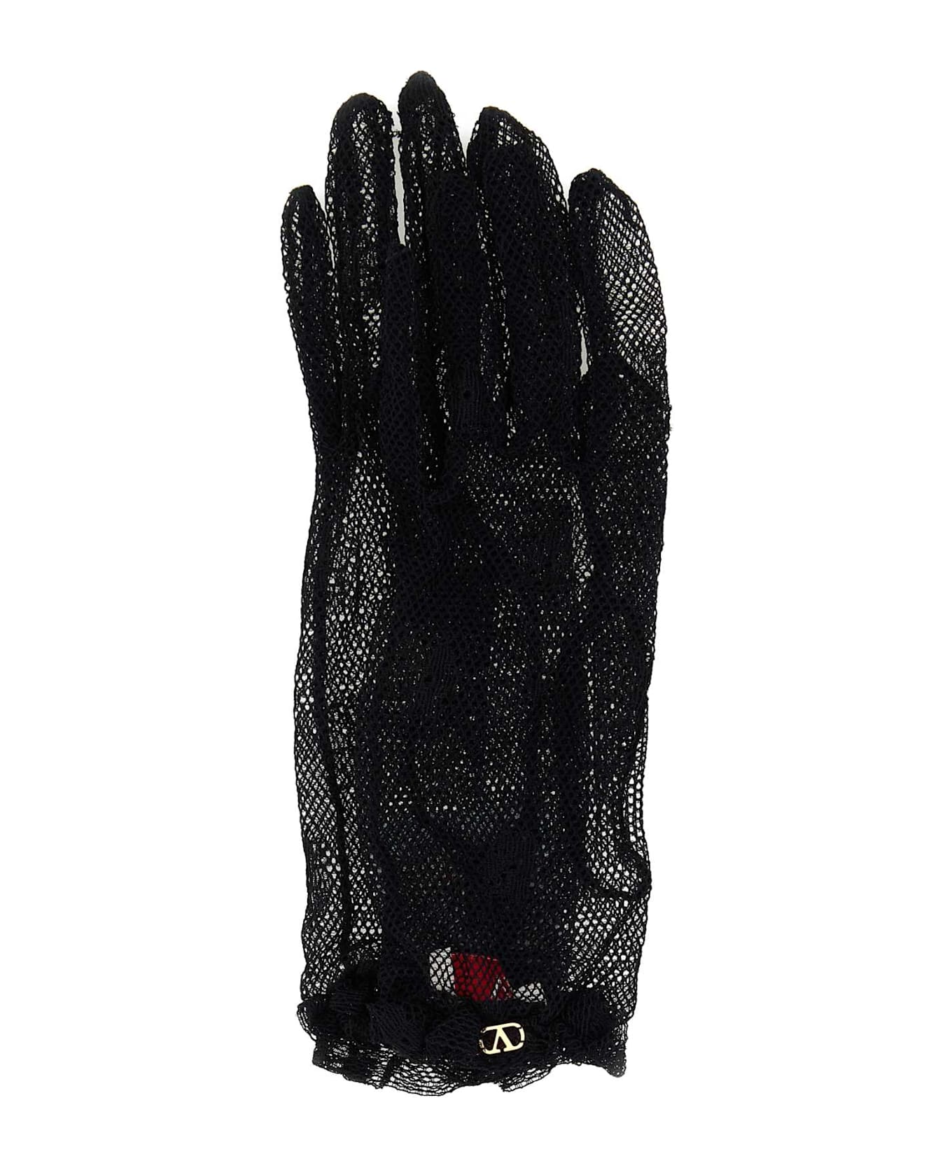 Valentino Garavani Black Mesh Gloves - NEROORO
