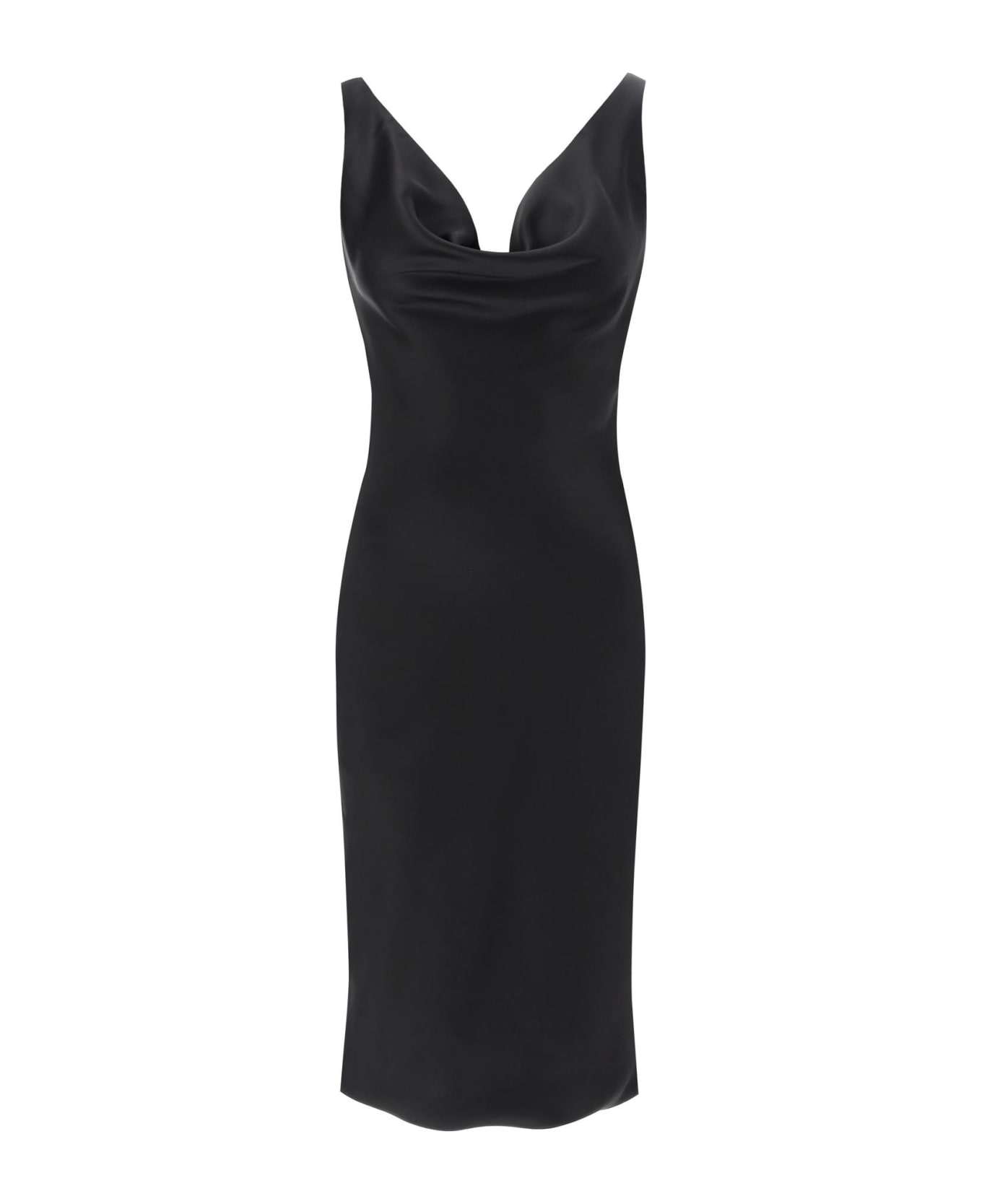 Norma Kamali Drape Neck Satin Dress - BLACK (Black) ワンピース＆ドレス