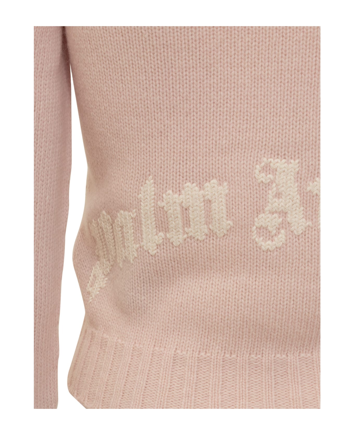 Palm Angels Sweater With Logo On The Back - PINK WHITE ニットウェア