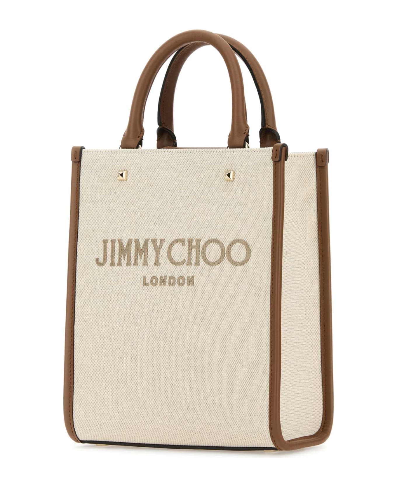 Jimmy Choo Sand Canvas Avenue Shopping Bag - NATURALTAUPEDARKTANLIGHTG