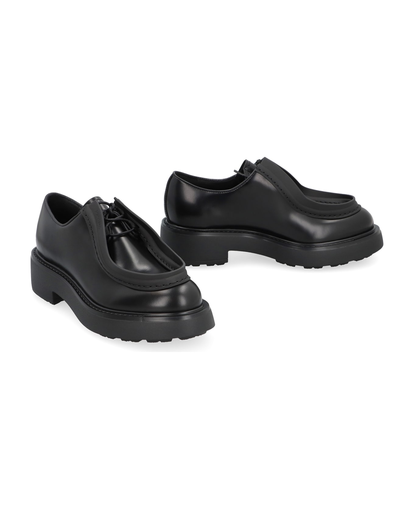 Prada Leather Lace-up Shoes - Black