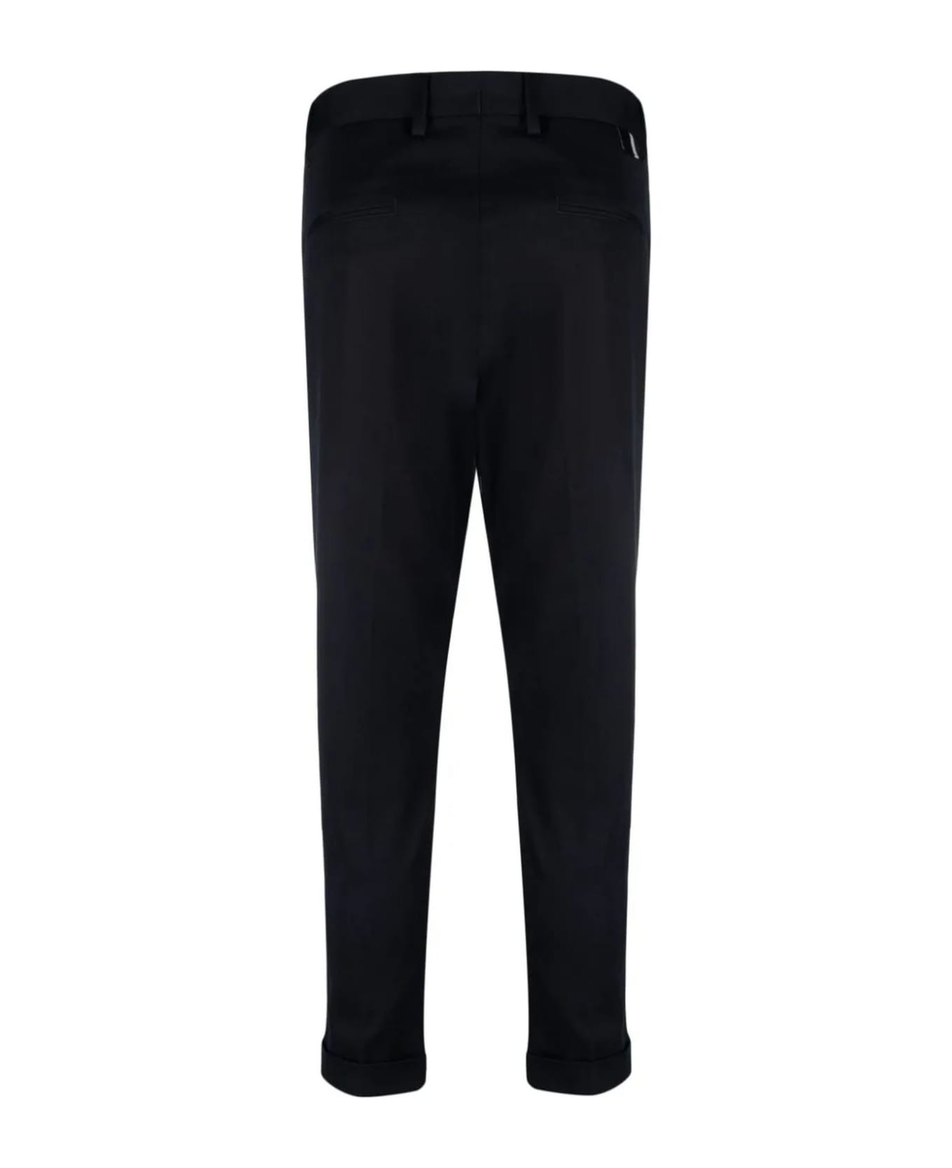 Low Brand Navy Blue Cotton Chino Trousers