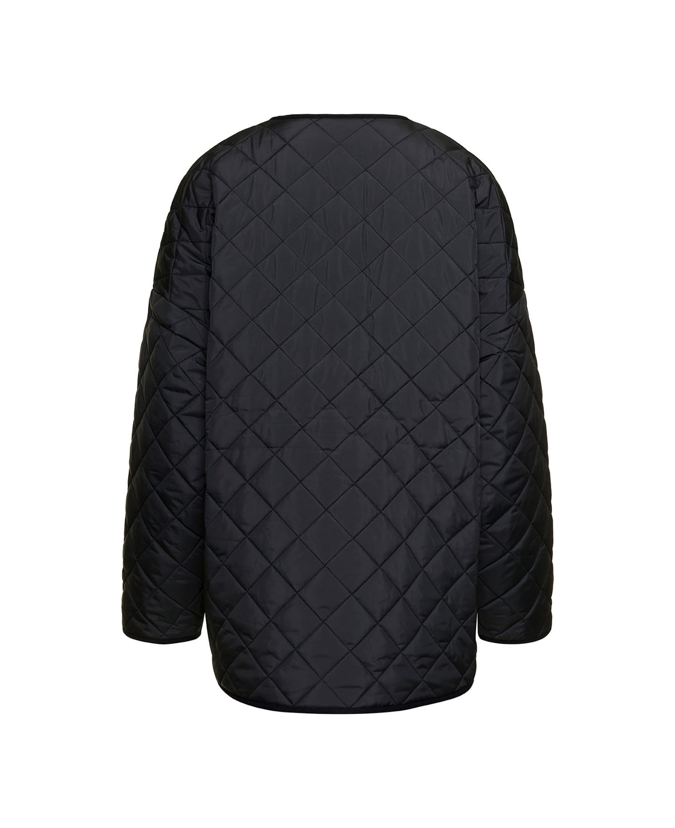 Totême Black Quilted Jacket With Round Neckline In Recycled Fabric Woman - Black