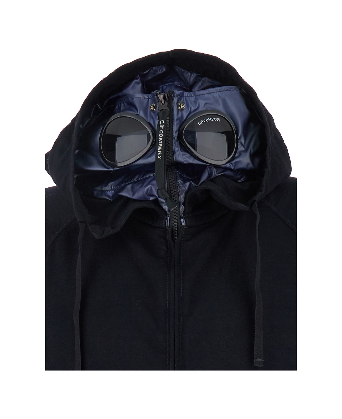 C.P. Company Blue Jacket With Explorer Hood And Adjustable Drawstring Waist In Tech Fabric Man - Blu