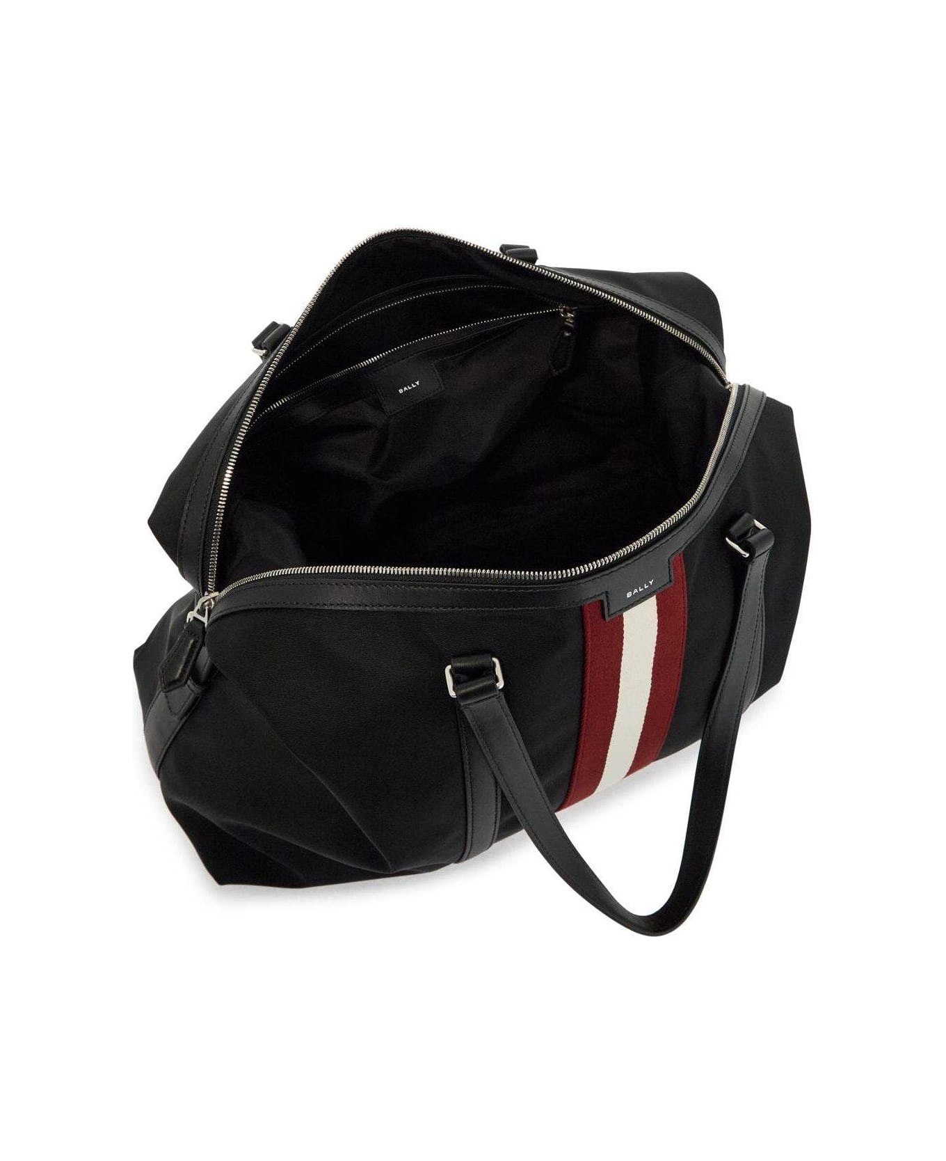 Bally Logo Patch Striped Travel Bag - Black
