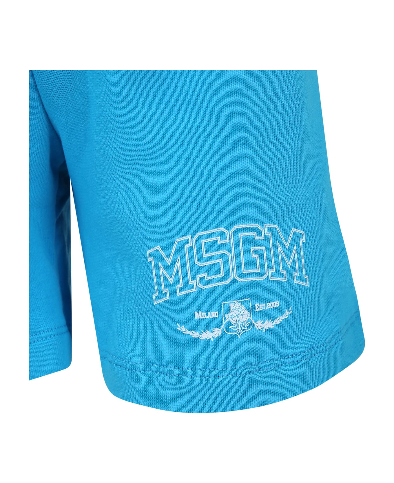 MSGM Light Blue Shorts For Boy With Logo - Light Blue