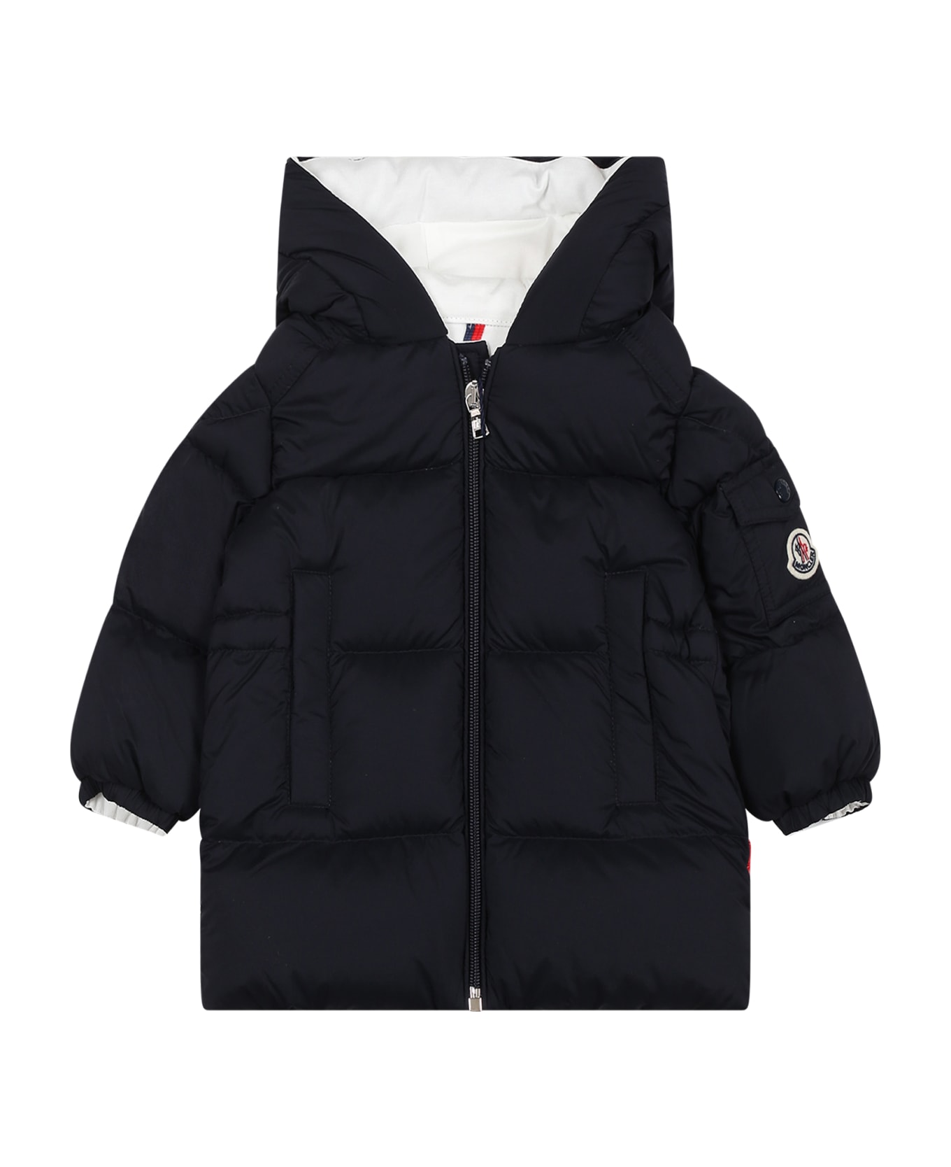 Moncler Blue Marat Down Jacket For Baby Boy With Logo - Blue