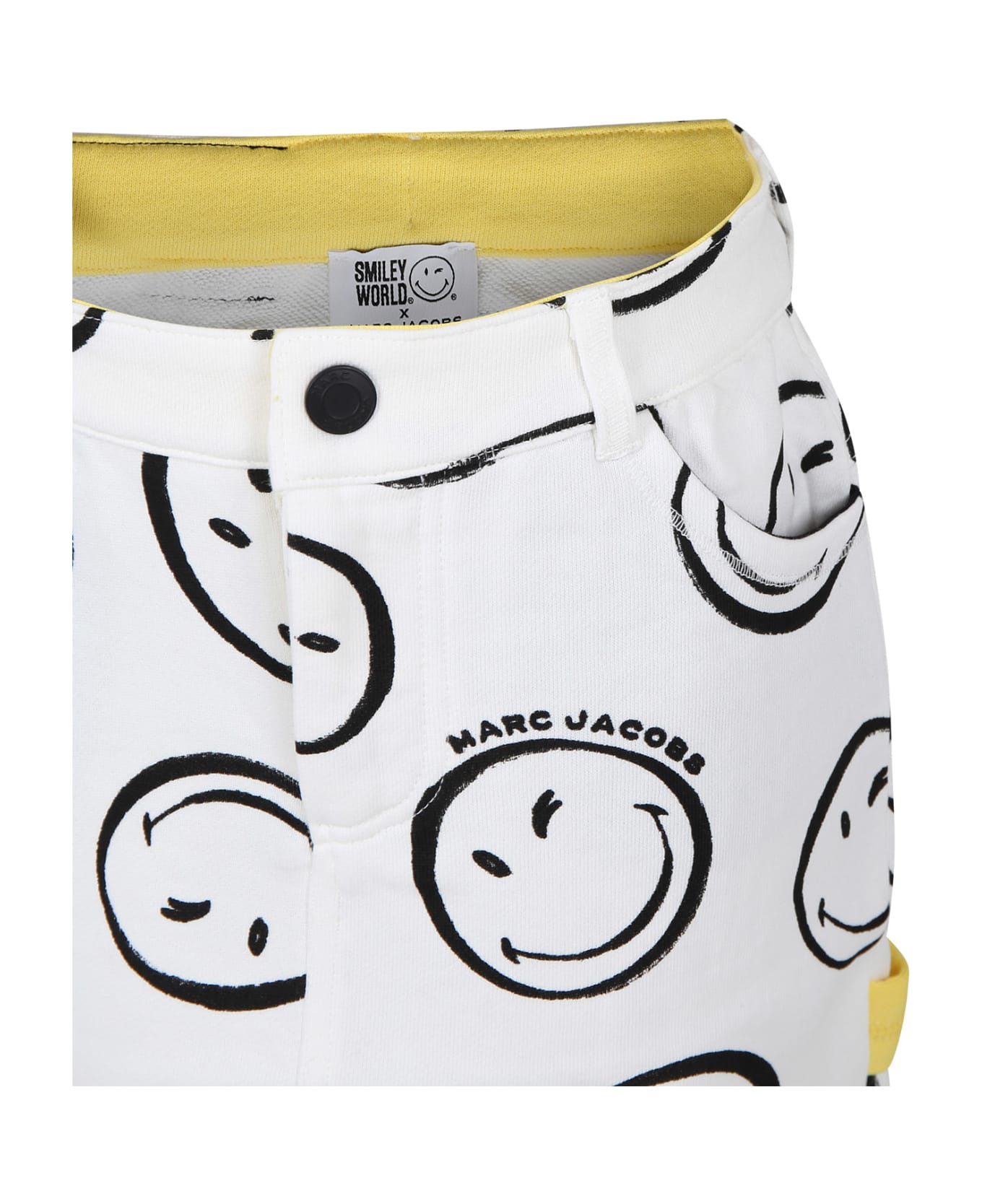 Marc Jacobs White Skirt For Girl With Smiley And Logo - White