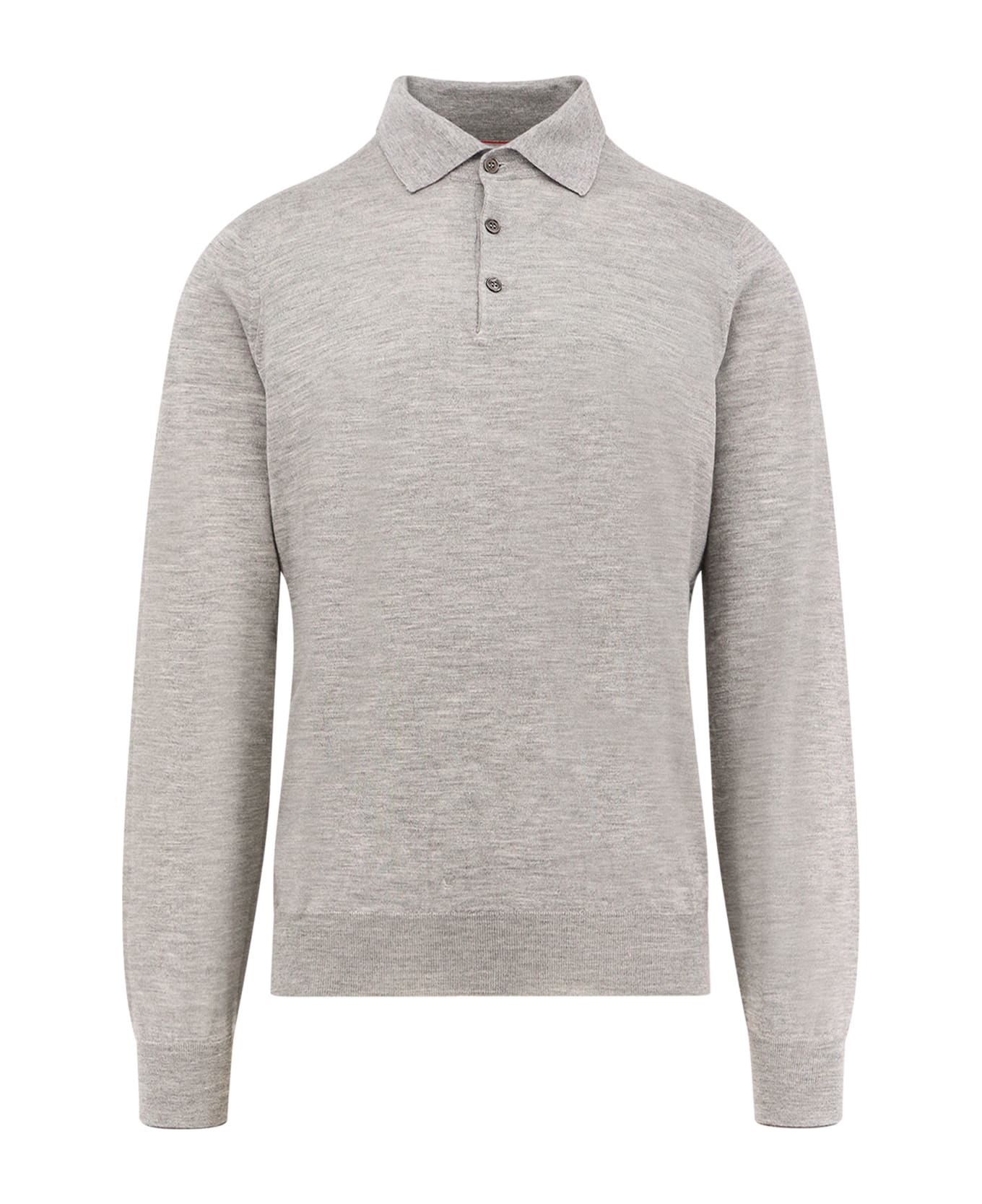 Brunello Cucinelli Cashmere And Silk Polo Shirt - GRIGIO CHIARO PIOMBO