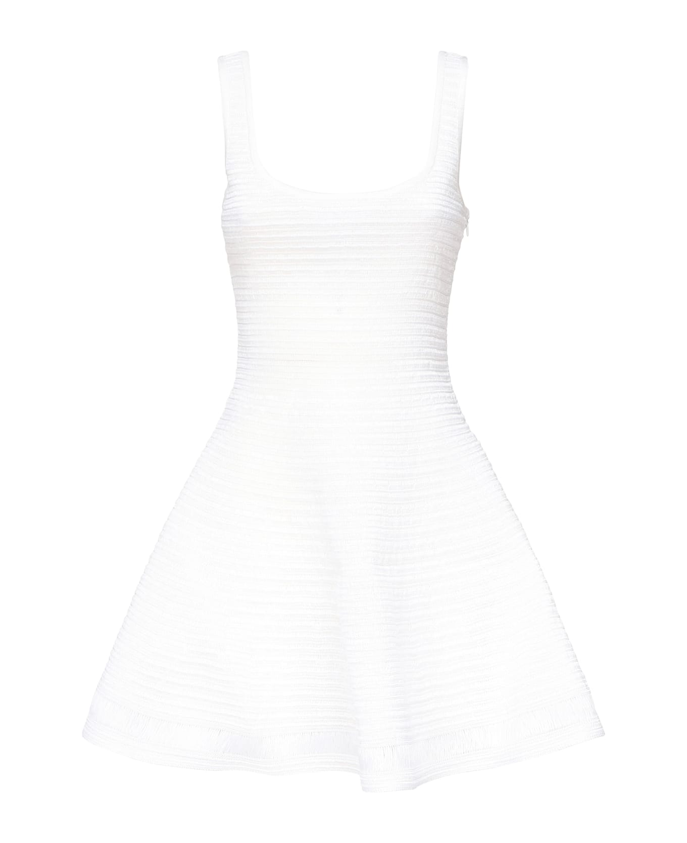 Alaia Raffia Skater Dress - White