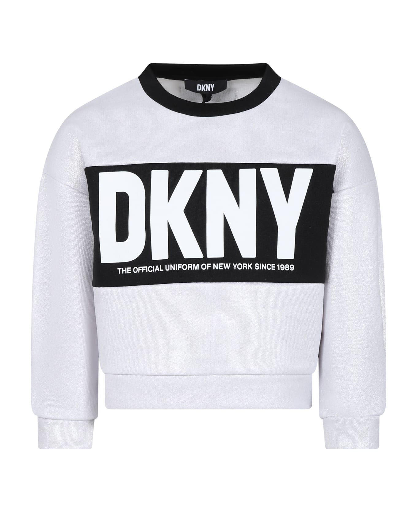 DKNY Silver Sweatshirt For Girl With Logo - Silver