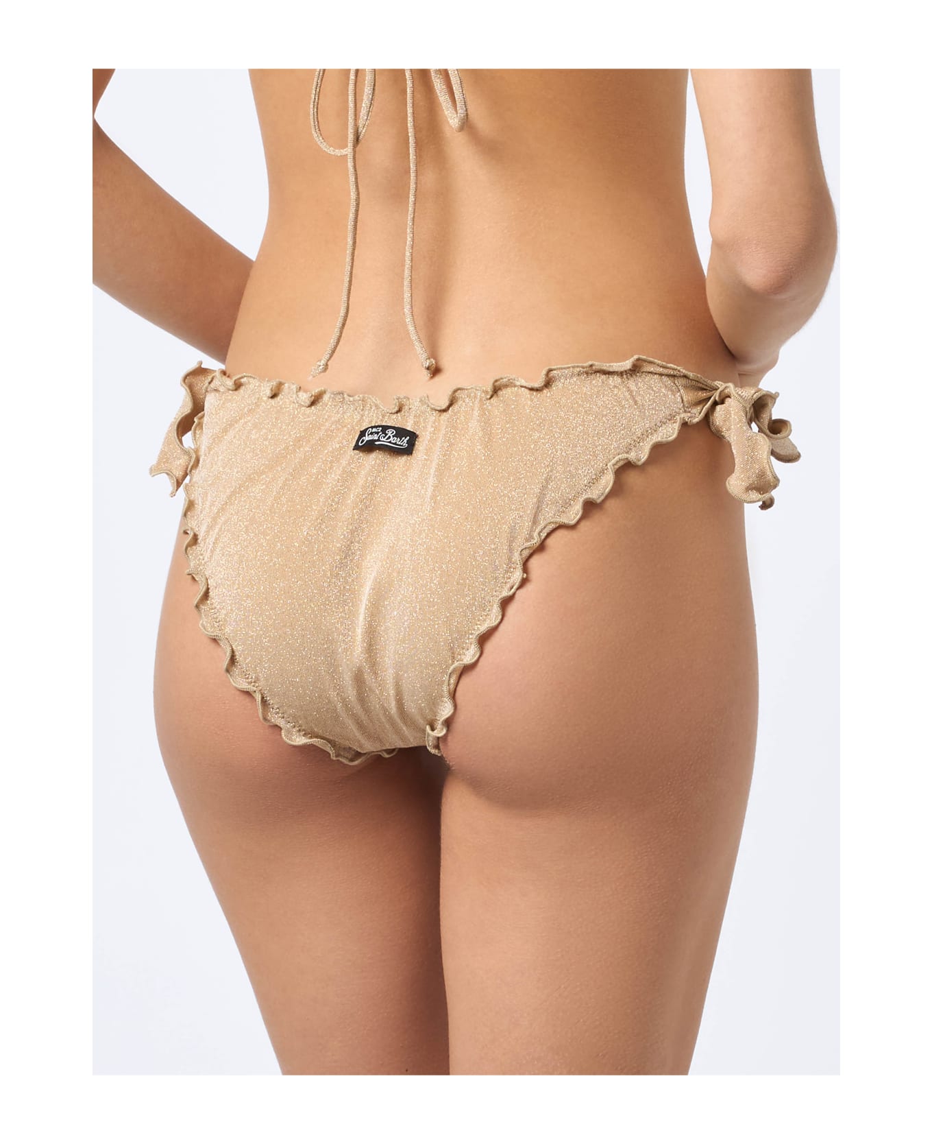 MC2 Saint Barth Woman Gold Lurex Classic Swim Briefs Moon - WHITE