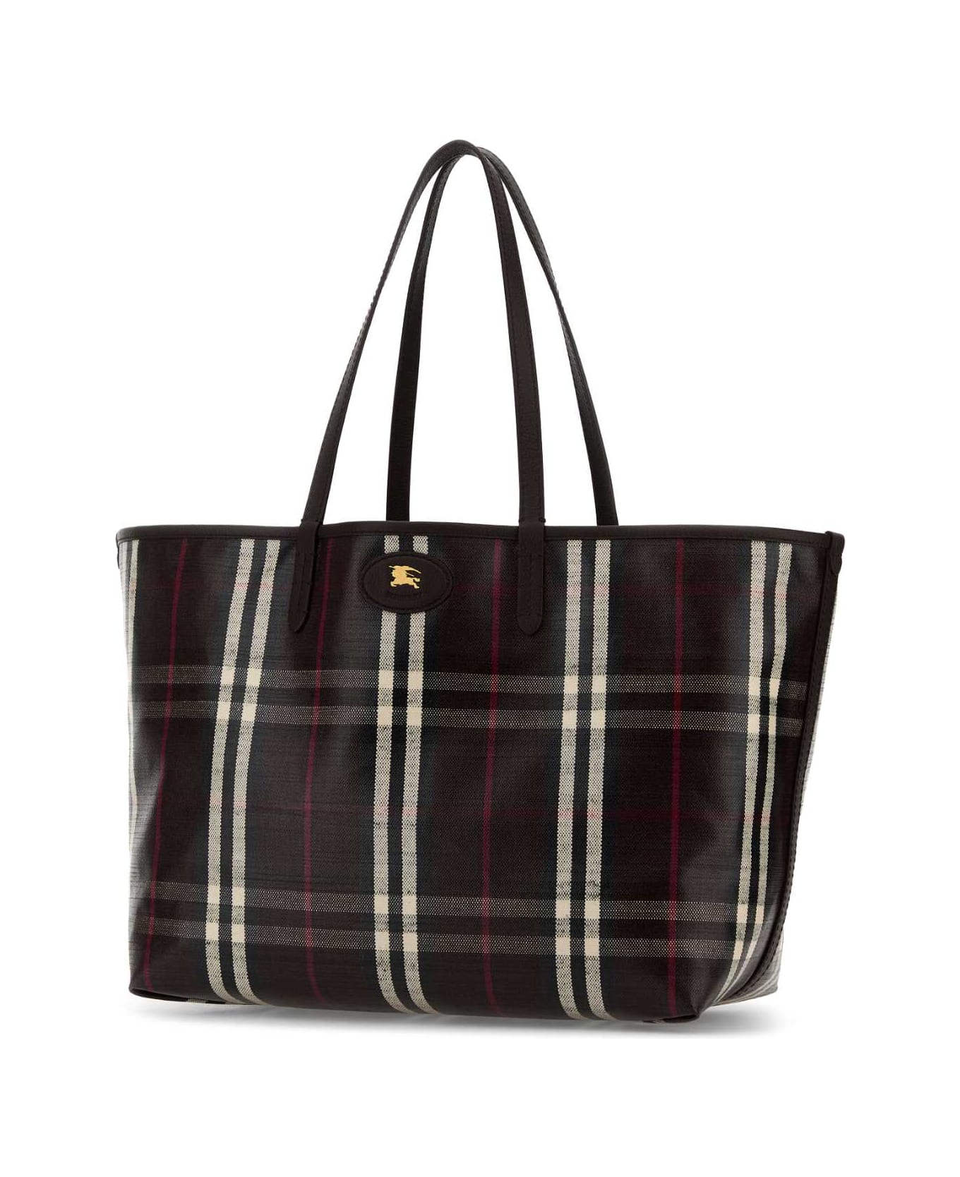 Burberry Embroidered Canvas Medium Highlands Shopping Bag - MAHOGANY