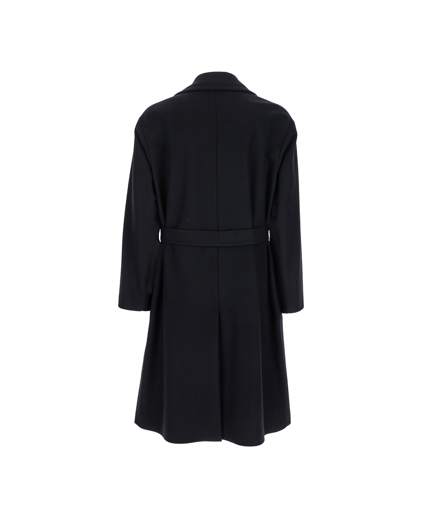 Hevò Black Single-breasted Coat With Notched Revers In Wool Blend Man - Blu