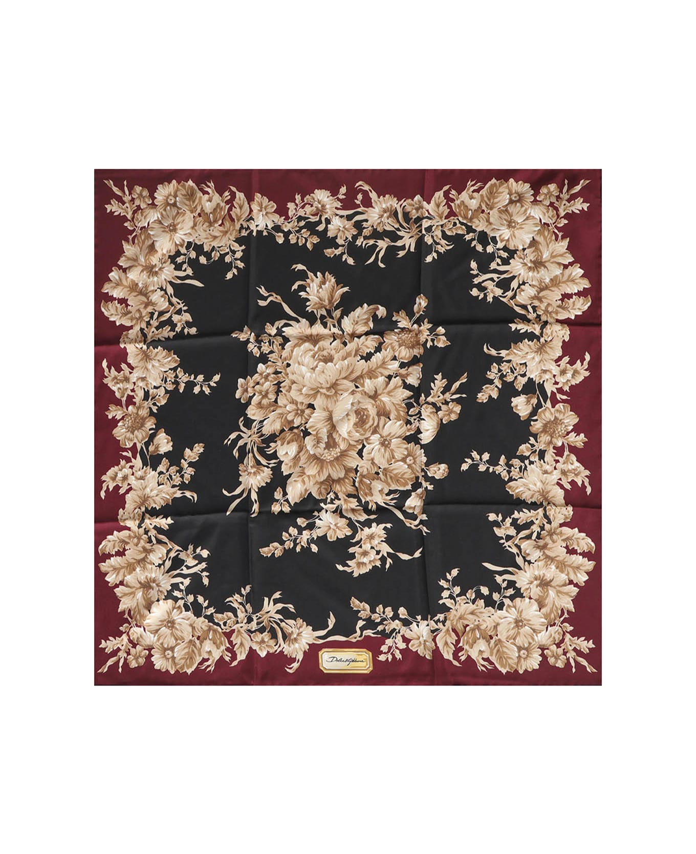 Dolce 
Gabbana Floral Print Scarf - Black-Burgundy-Blush