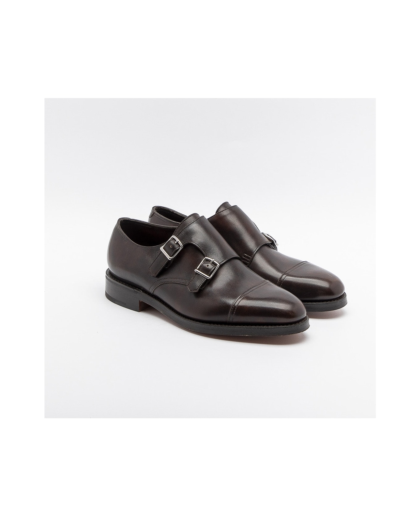 John Lobb William Dark Brown Museum Calf Monk Strap Shoe (fitting E) - Marrone