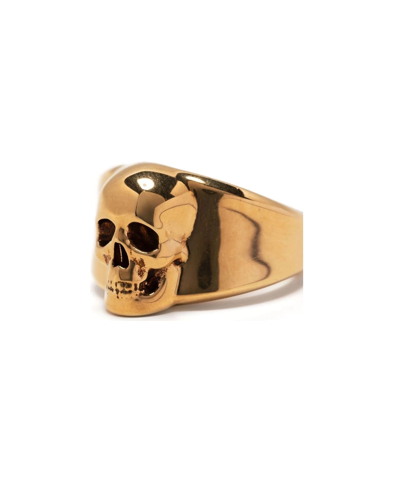 Alexander McQueen Antiqued Gold Skull Seal Ring - Gold