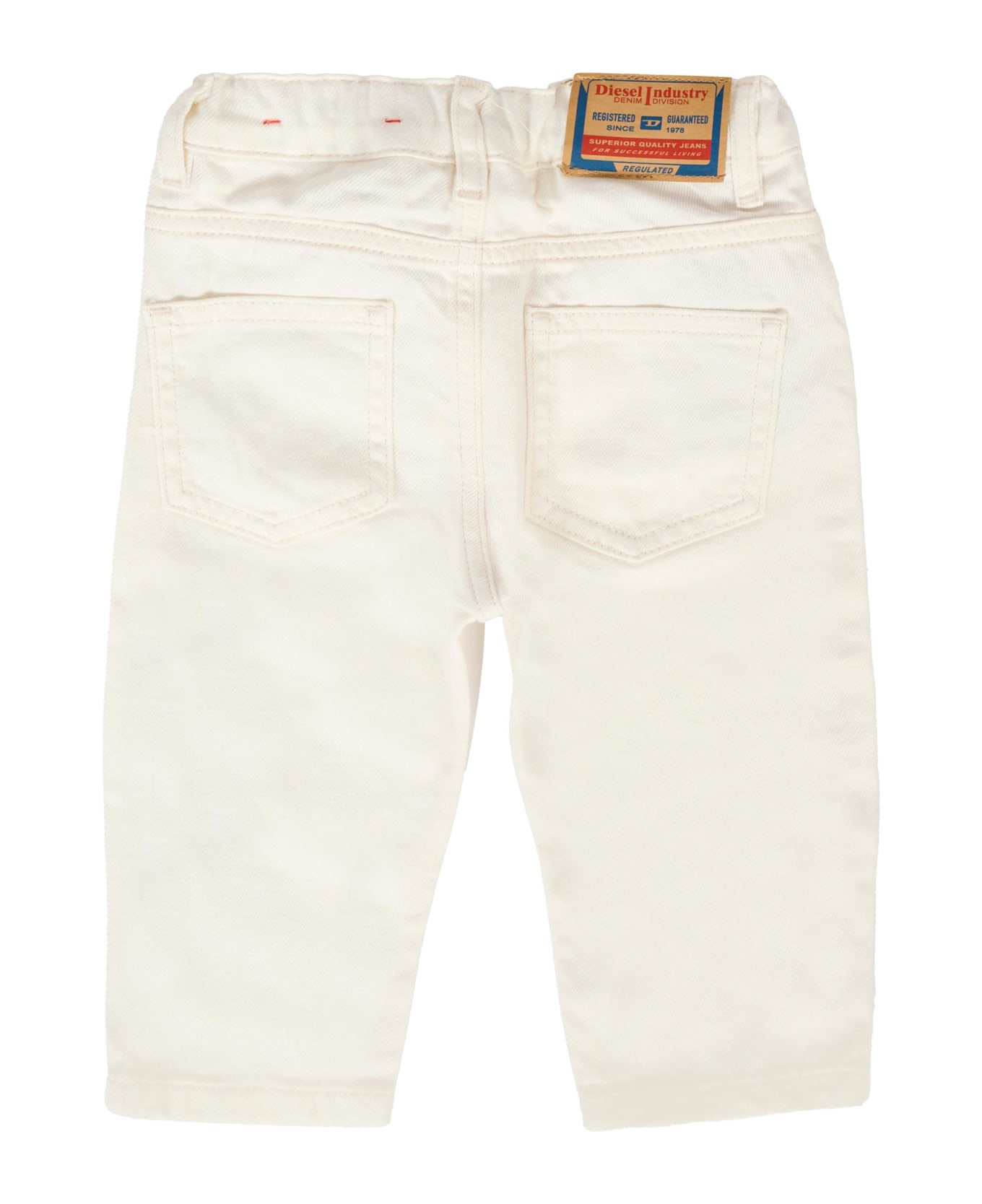 Diesel White Trousers For Baby Boy With Logo - White
