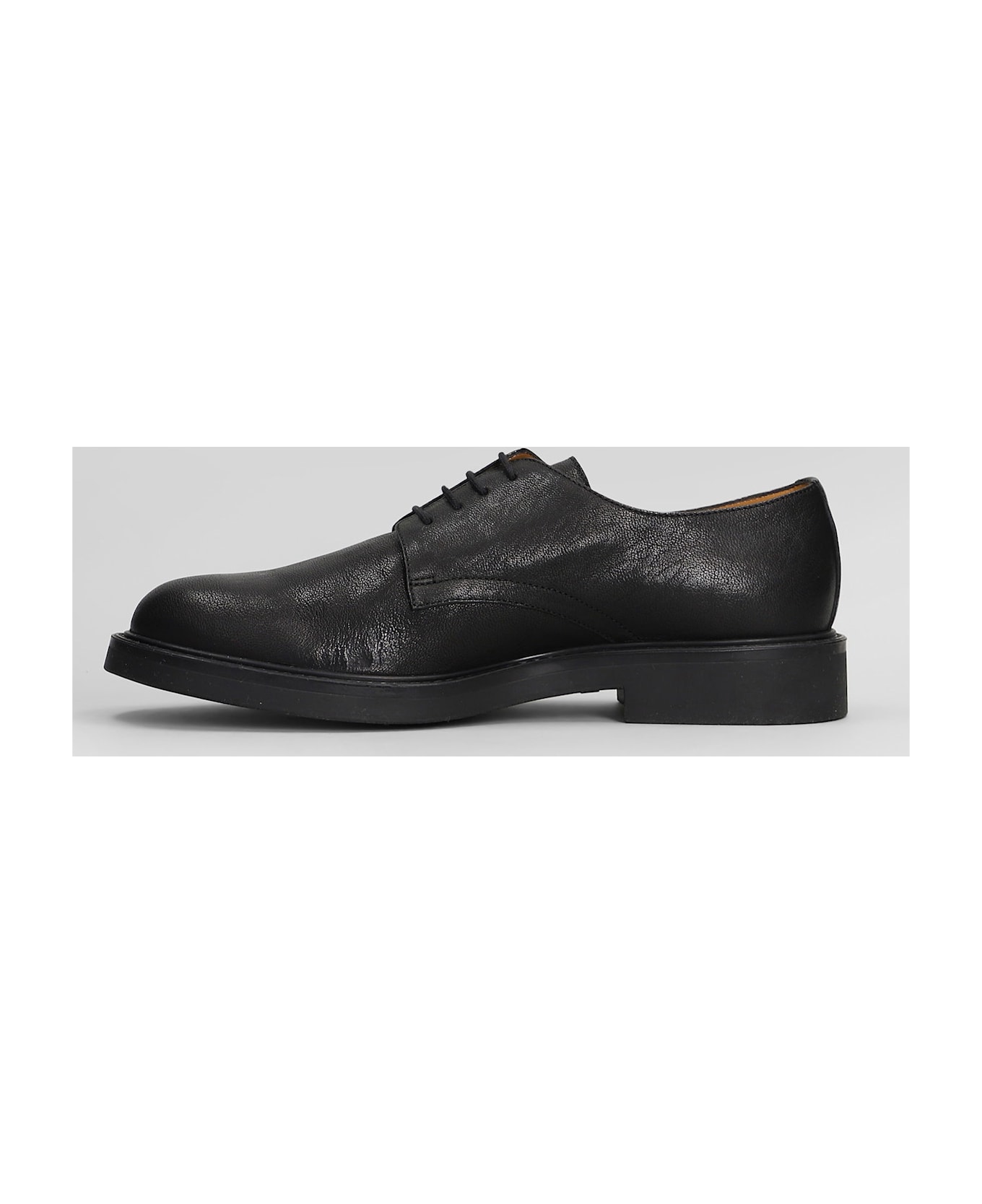 Common Projects Officers Derby Lace Up Shoes In Black Leather - black