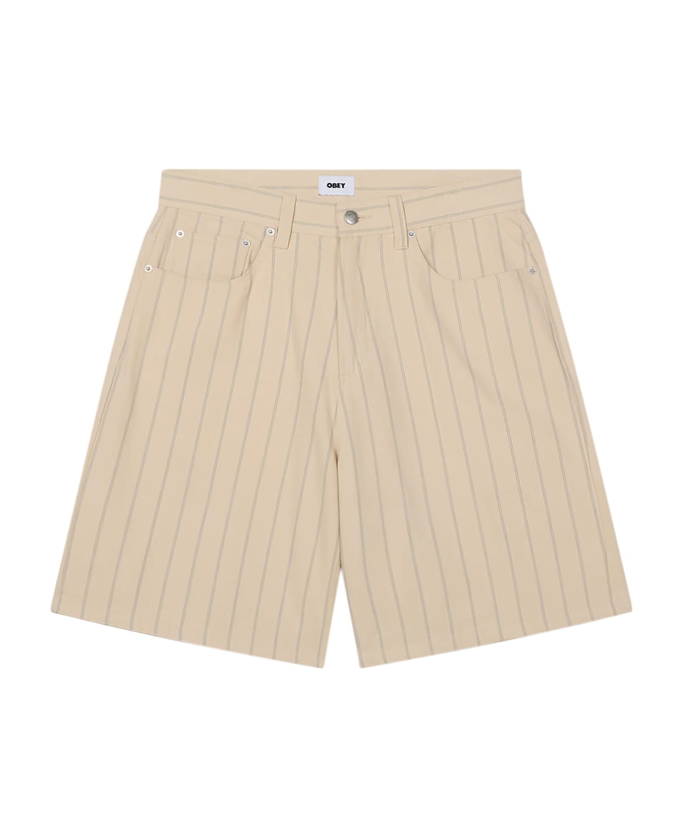 Obey Stripe Baggy Denim Short - Pel Pelican Multi