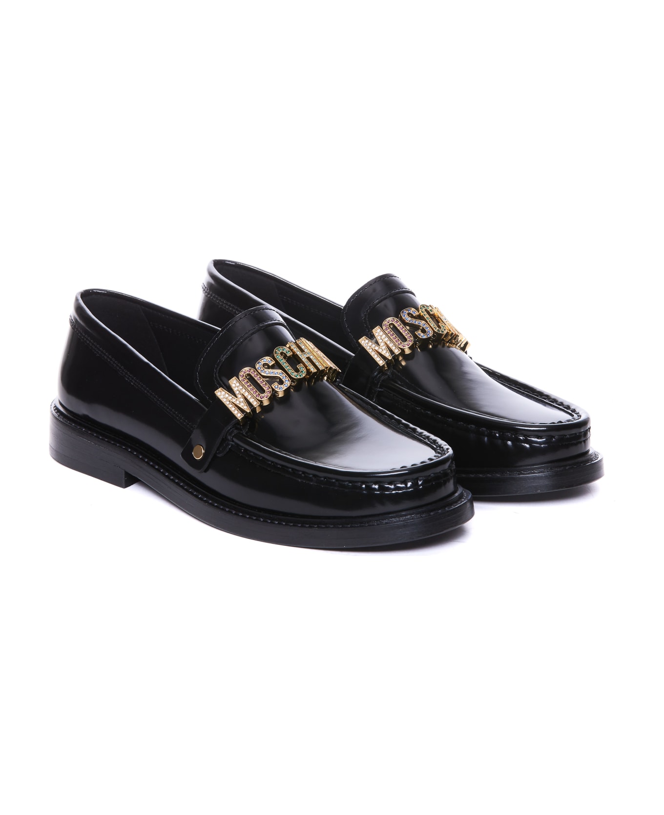 Moschino Logo Lettering Loafers - Black