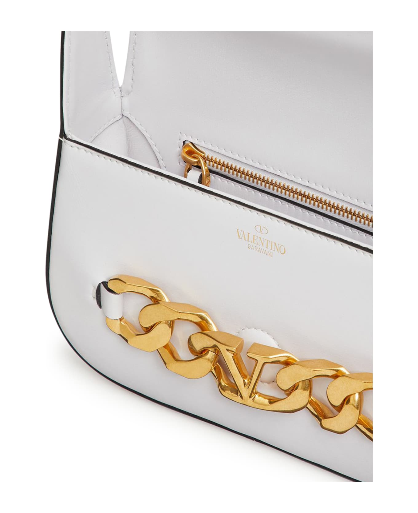 Valentino Small Shoulder Bag Vlogo Chain Vit.dauphine - Optic White