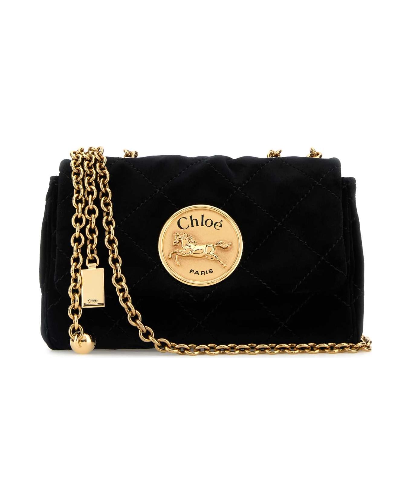 Chloé Black Velvet Small Chloã© Heritage Shoulder Bag - BLACK