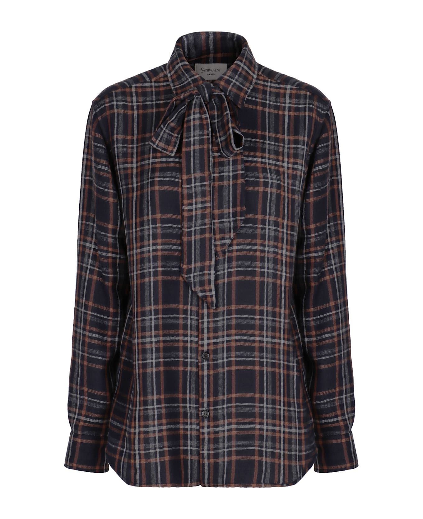 Saint Laurent Check Pattern Shirt - blue