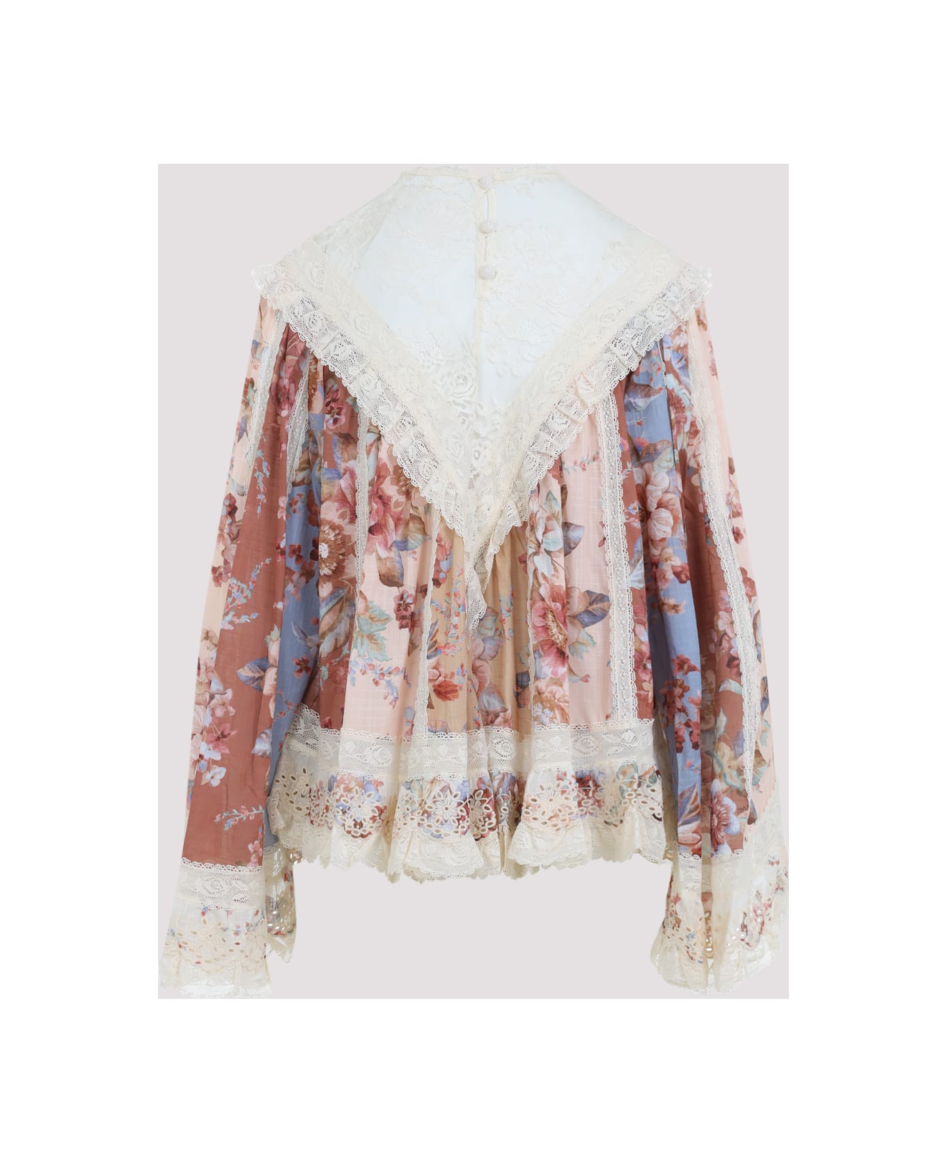 Zimmermann Awaken Lace Trim Blouse - Spliced Print