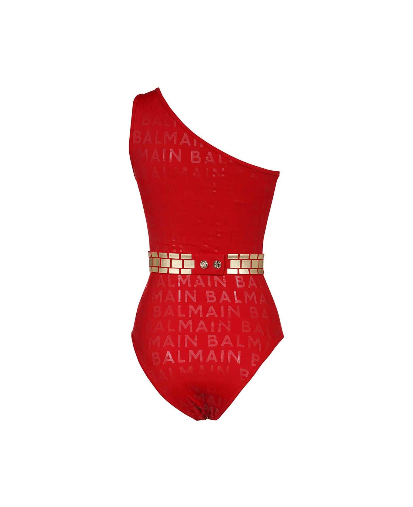 Balmain Printed One-piece Swimsuit - red