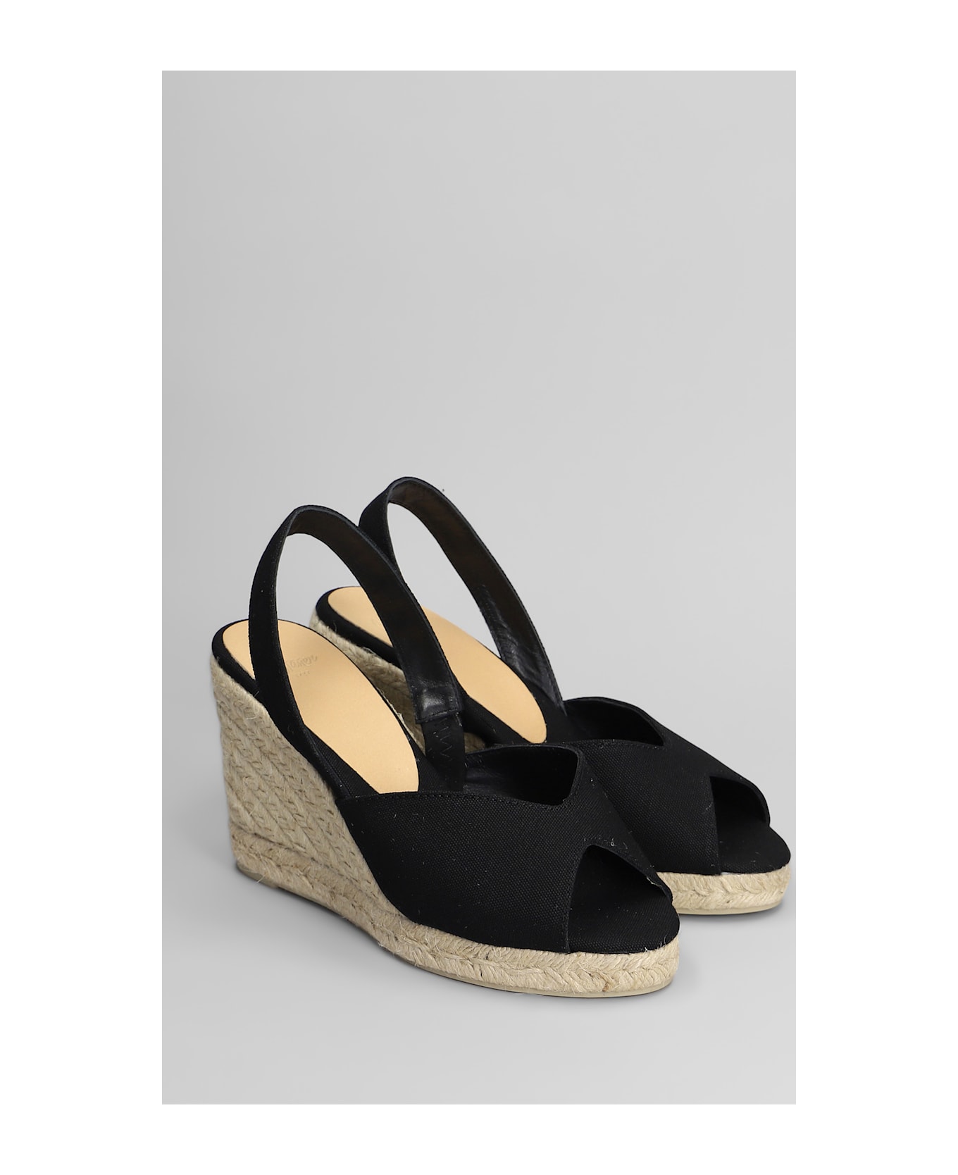 Castañer Brisa-8-001 Wedges In Black Canvas - black