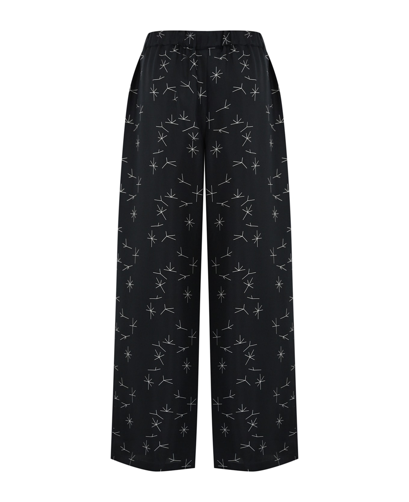 Max Mara Boa Trousers In Printed Silk Twill - Blu