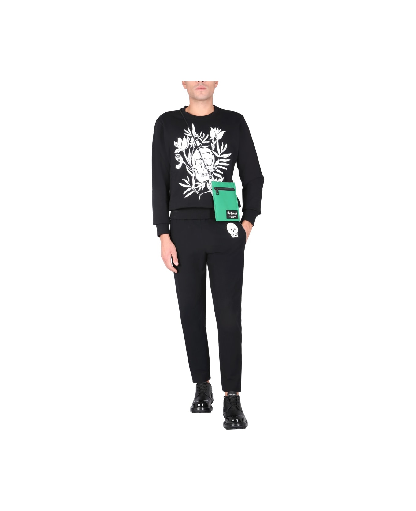 Alexander McQueen Jogging Pants With Embroidered Skull - BLACK