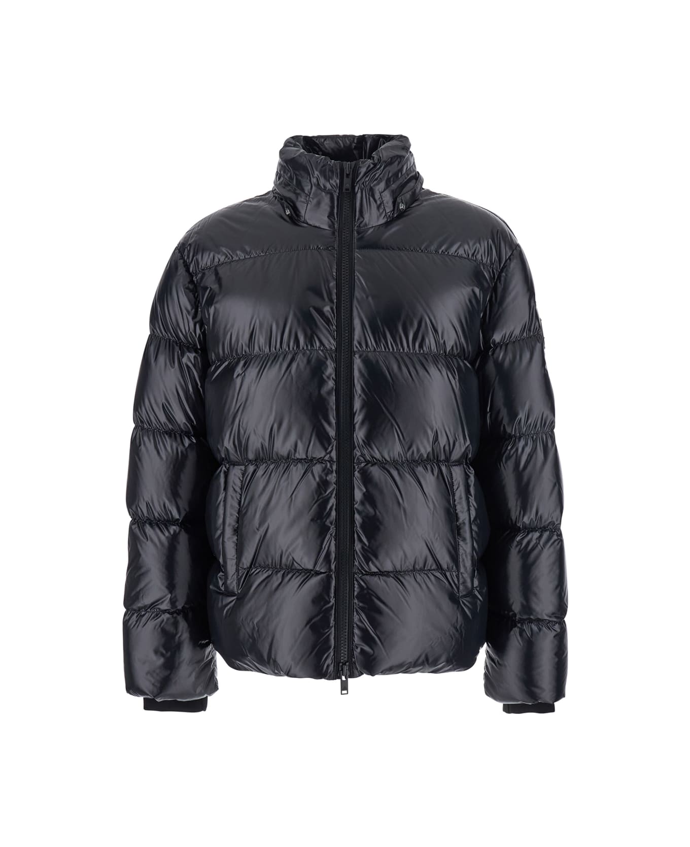 Moose Knuckles Black Down Jacket With Removable Hood And Logo Patch On The Sleeve In Tech Fabric Man - Black
