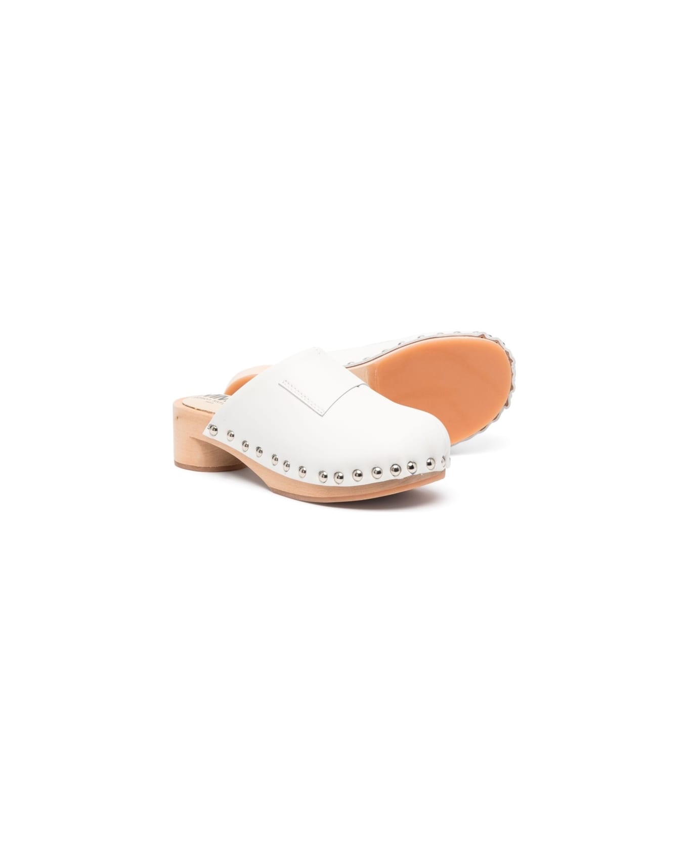 MM6 Maison Margiela Wooden Closed Toe Clogs - IVORY