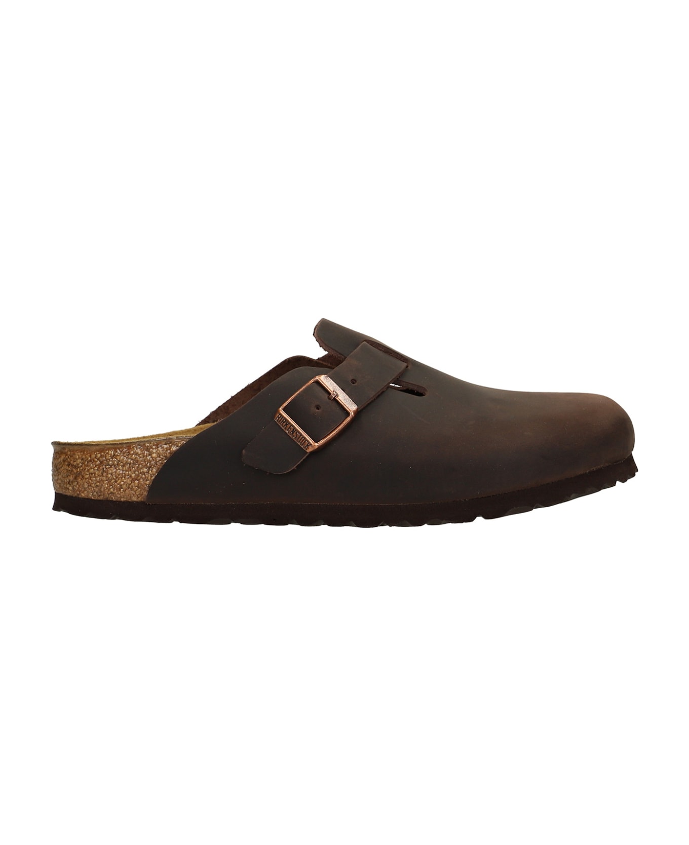 Birkenstock Boston Habana Flats In Brown Nubuck - Habana