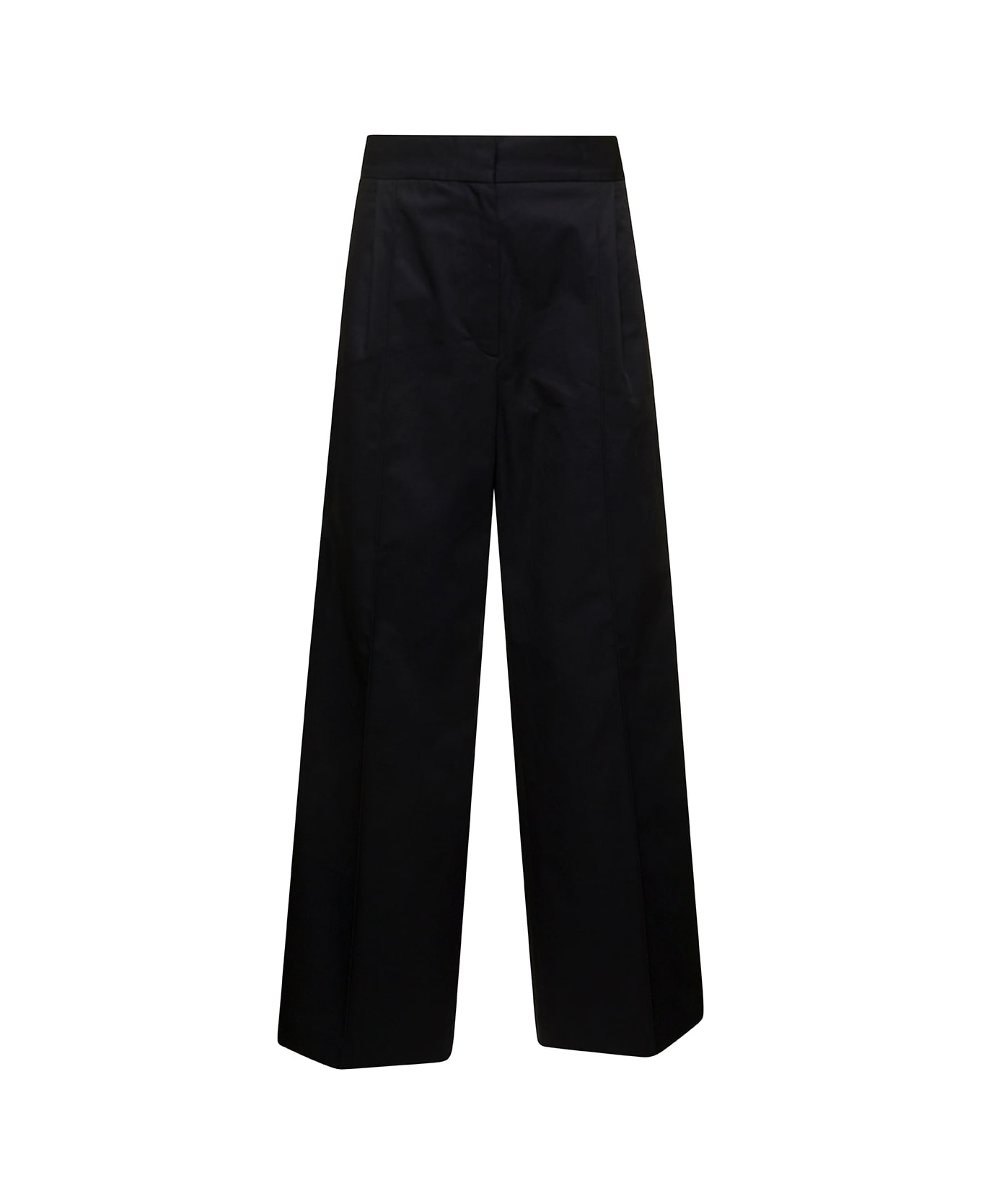 Maison Kitsuné Black Loose Pants With Concealed Closure In Cotton Woman - Black
