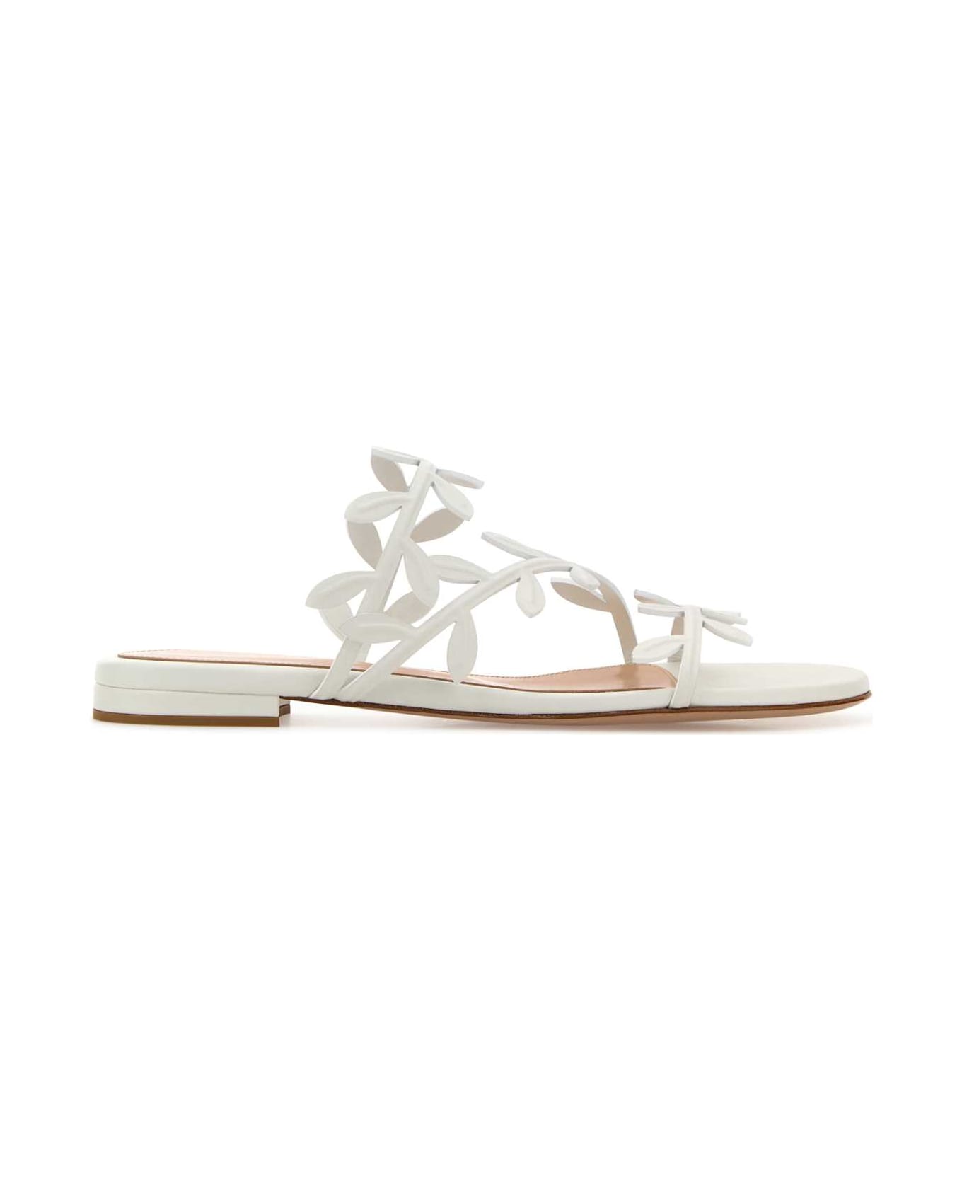 Gianvito Rossi White Nappa Leather Flavia Slippers - WHITEBIAN