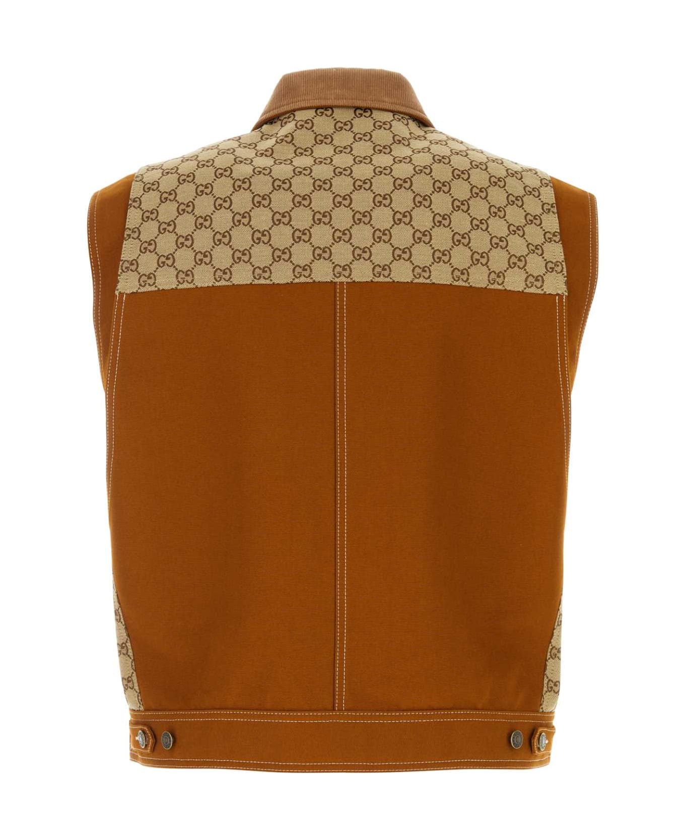 Gucci Multicolor Cotton Vest - BURNET BROWN/MIX