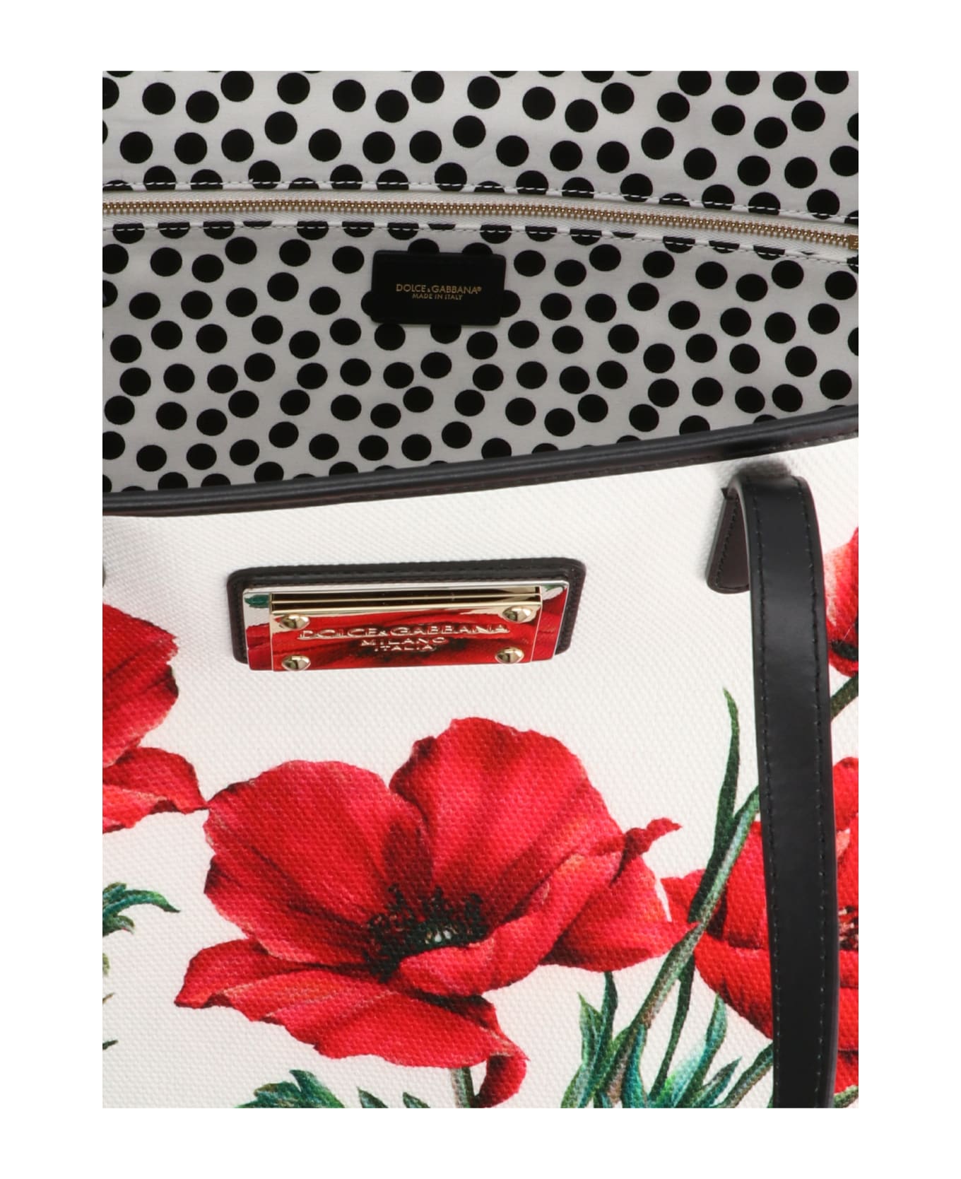 Dolce & Gabbana Floral Canvas Shopping Bag - Bianco